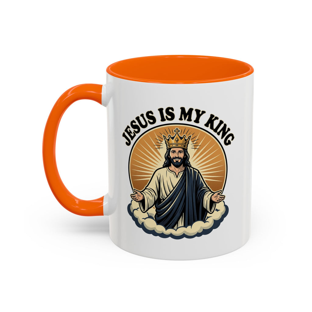 Jesus Is My King Accent Coffee Mug — Christian Religious Ceramic Mug (11/15oz)