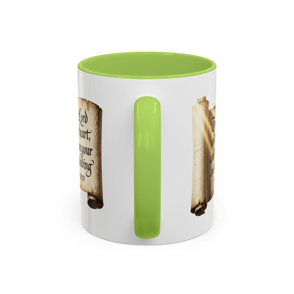 Proverbs 3:5-6 Scroll Accent Coffee Mug — Trust in the Lord Scripture Mug