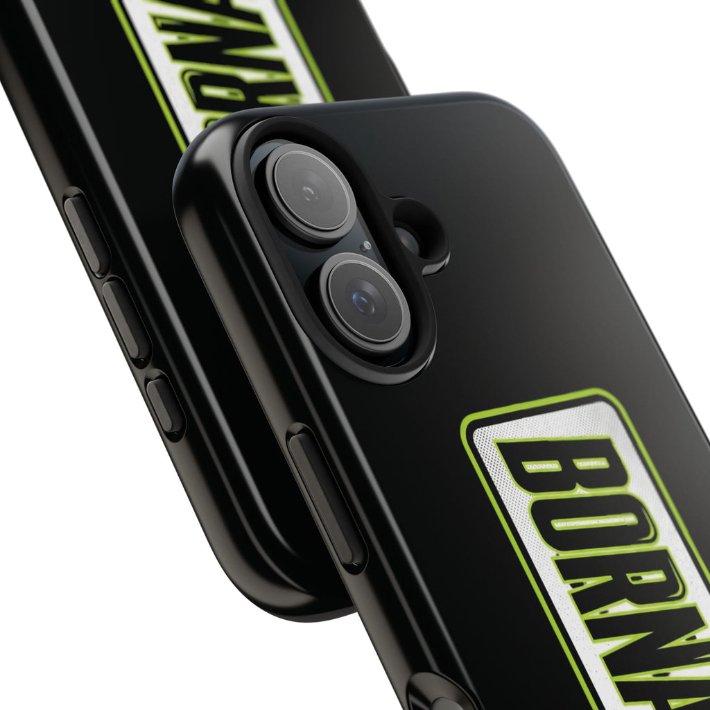 BORNAGAIN vertical logo Phone Case | Black protective tough case