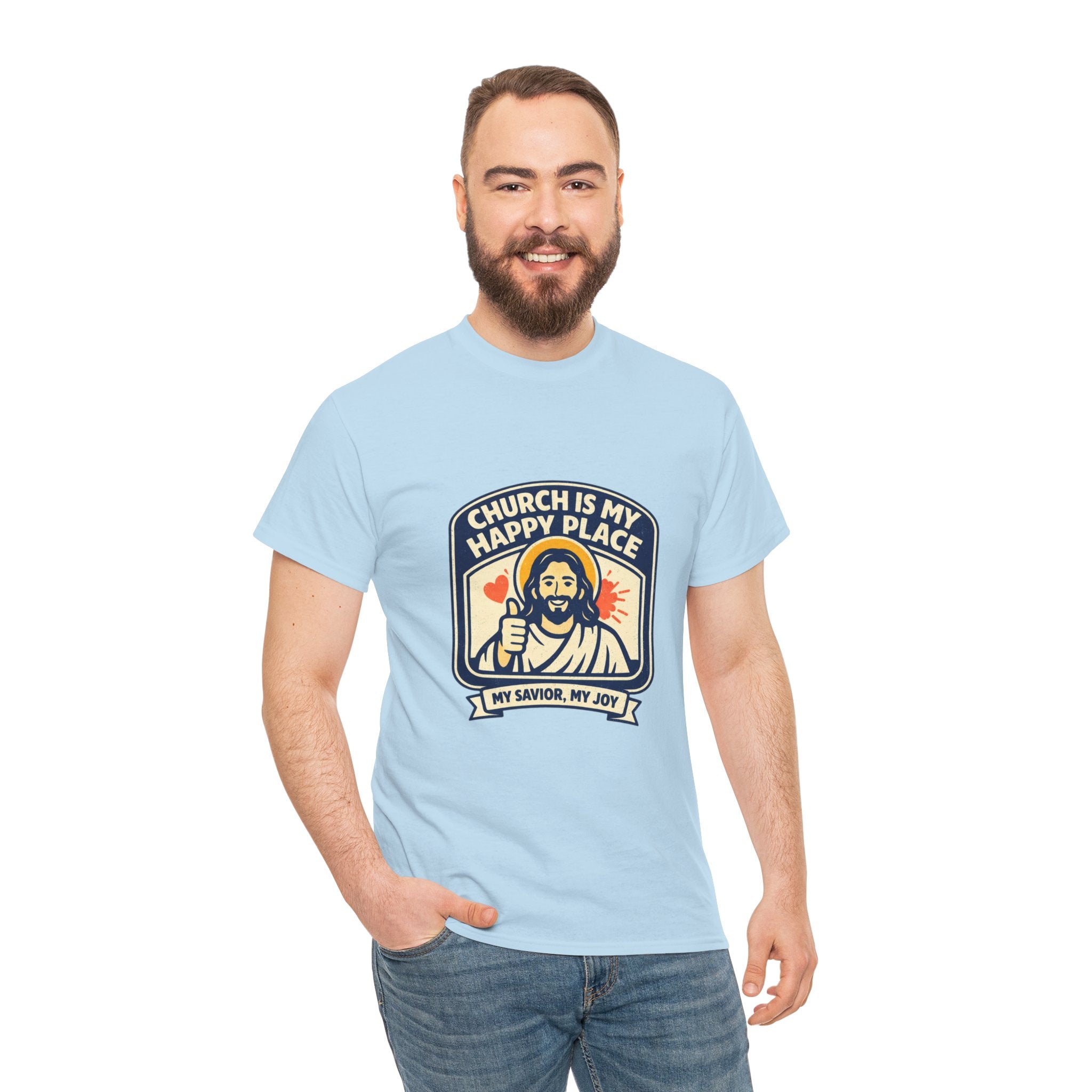 Church Is My Happy Place T-Shirt — Christian Faith Tee (My Savior, My Joy)
