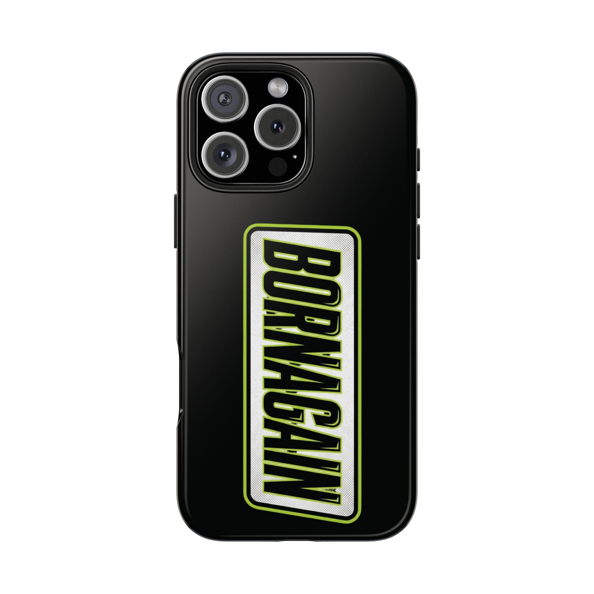 BORNAGAIN vertical logo Phone Case | Black protective tough case
