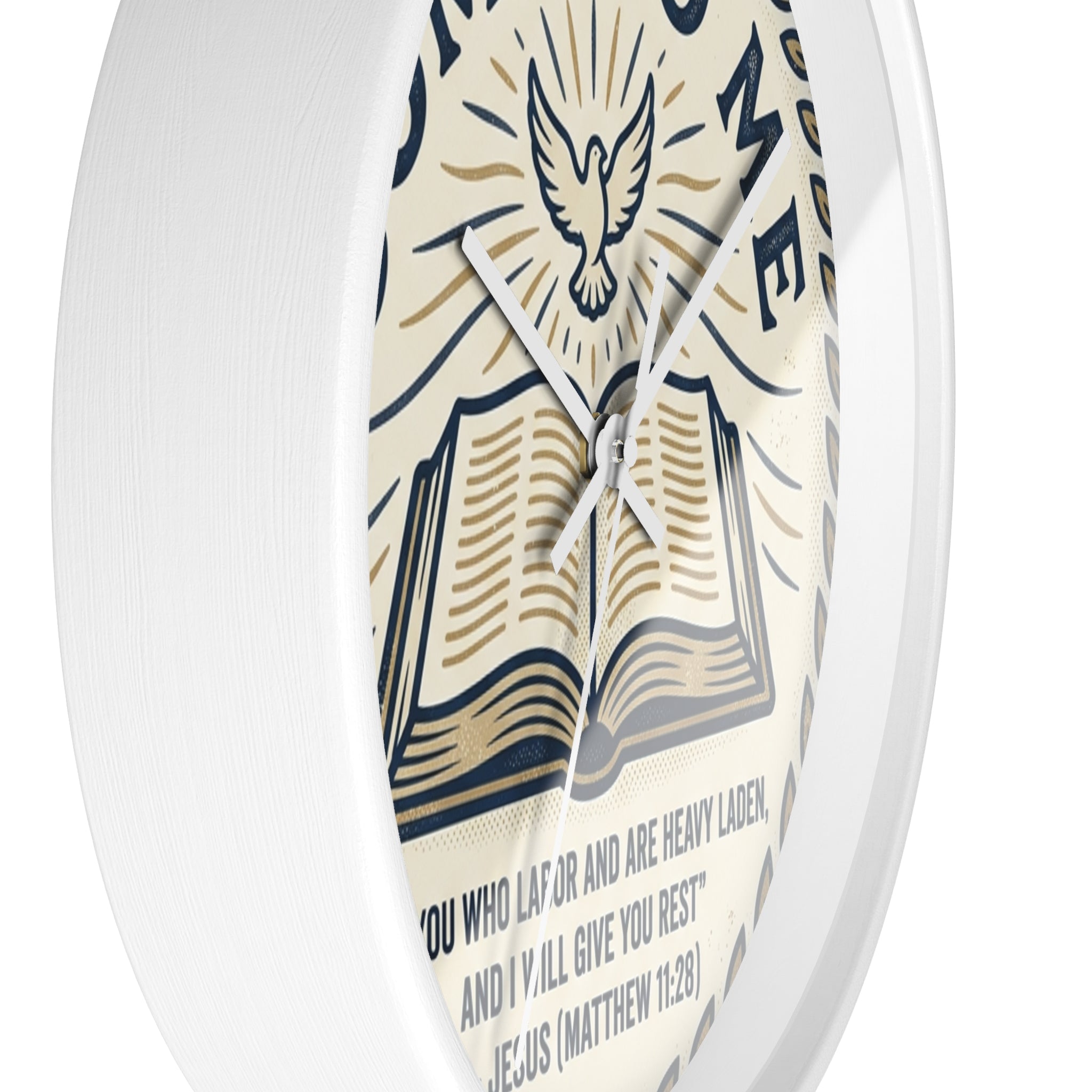 Come to Me Wall Clock — Inspirational Bible Verse (Matthew 11:28) Decorative Christian Clock