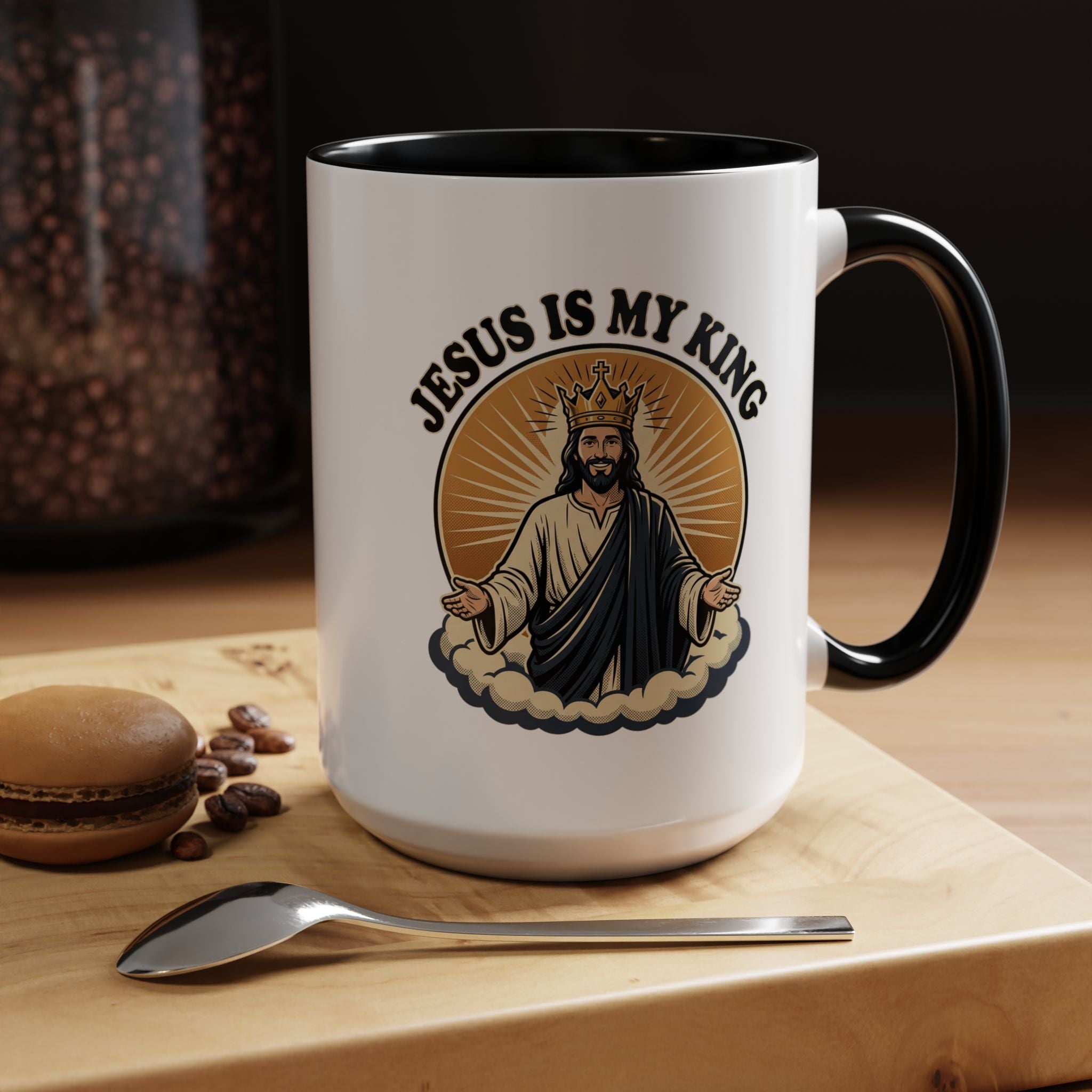 Jesus Is My King Accent Coffee Mug — Christian Religious Ceramic Mug (11/15oz)