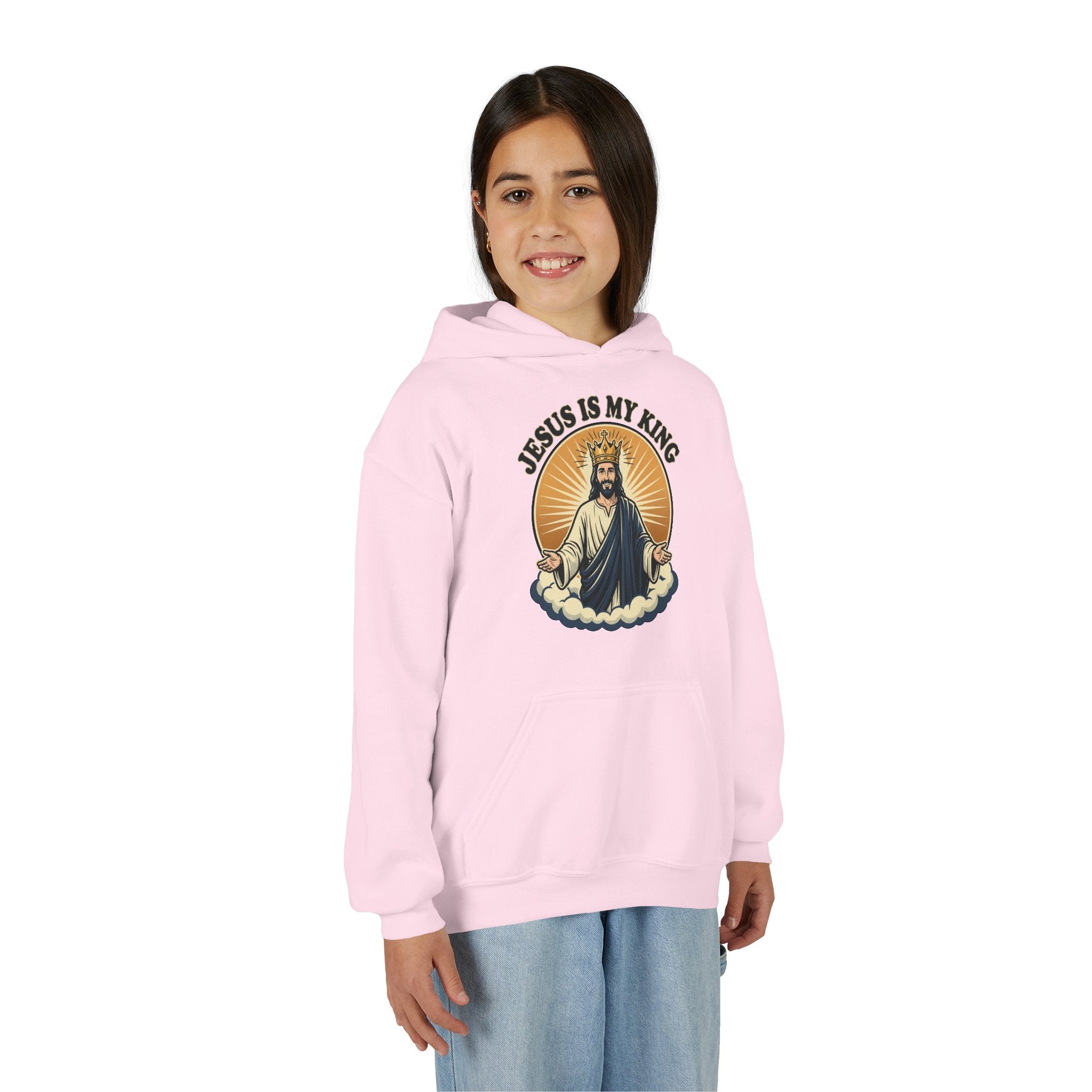 "Jesus Is My King" Youth Hoodie, Christian Faith Pullover