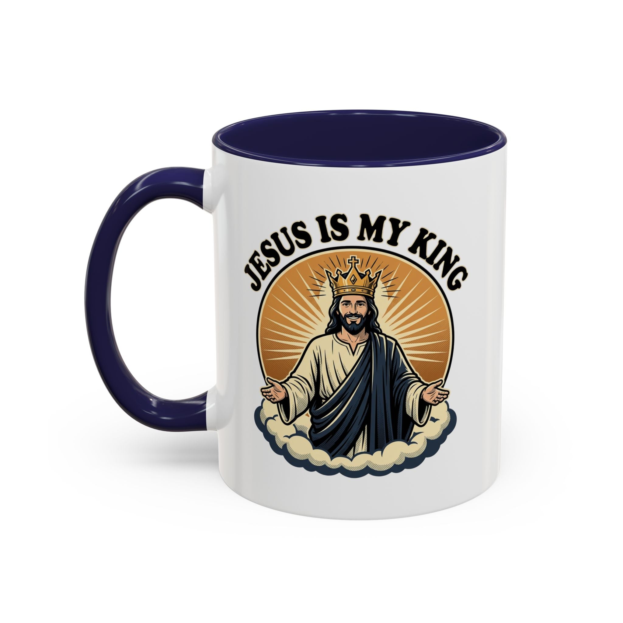 Jesus Is My King Accent Coffee Mug — Christian Religious Ceramic Mug (11/15oz)