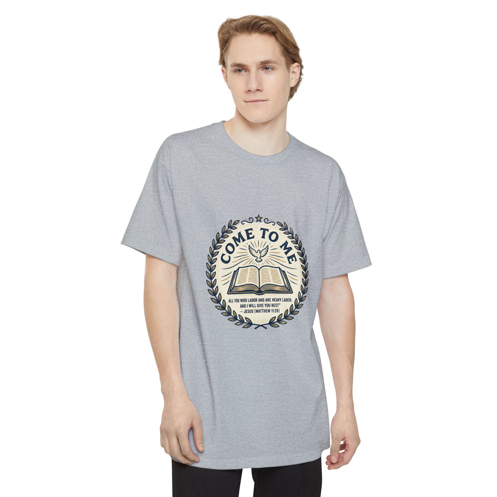 Come to Me - Matthew 11:28 Bible Verse T-Shirt (Big & Tall) — Christian Faith Graphic Tee