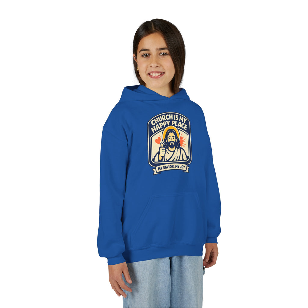 "Church Is My Happy Place" Youth Jesus Graphic Christian Sweatshirt