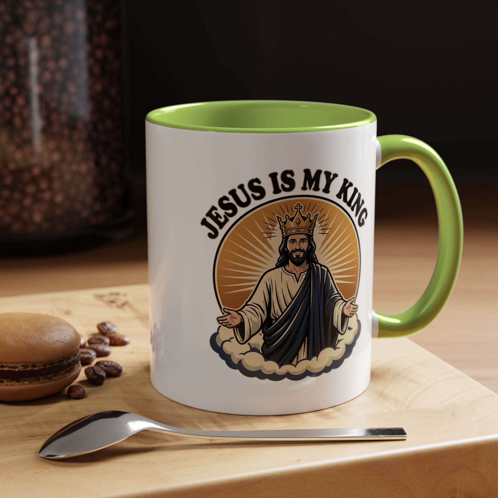 Jesus Is My King Accent Coffee Mug — Christian Religious Ceramic Mug (11/15oz)