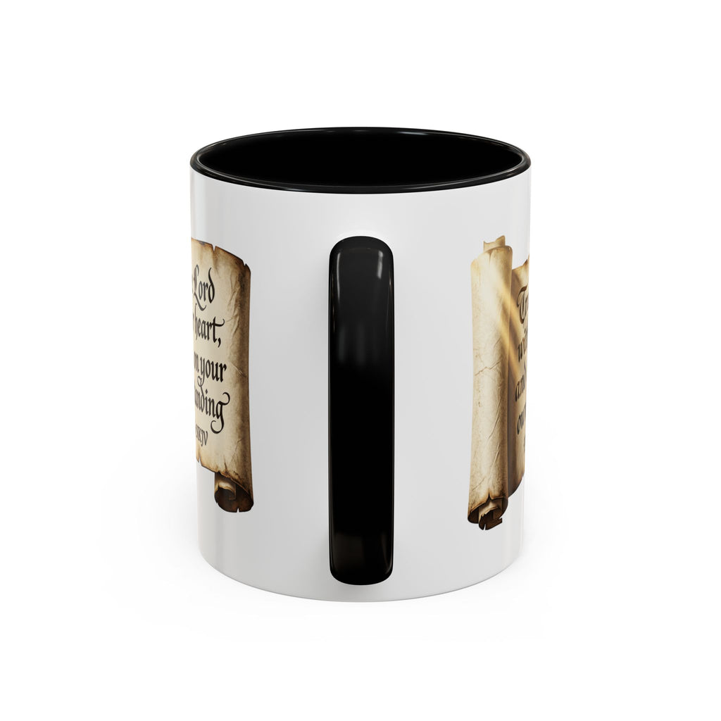 Proverbs 3:5-6 Scroll Accent Coffee Mug — Trust in the Lord Scripture Mug