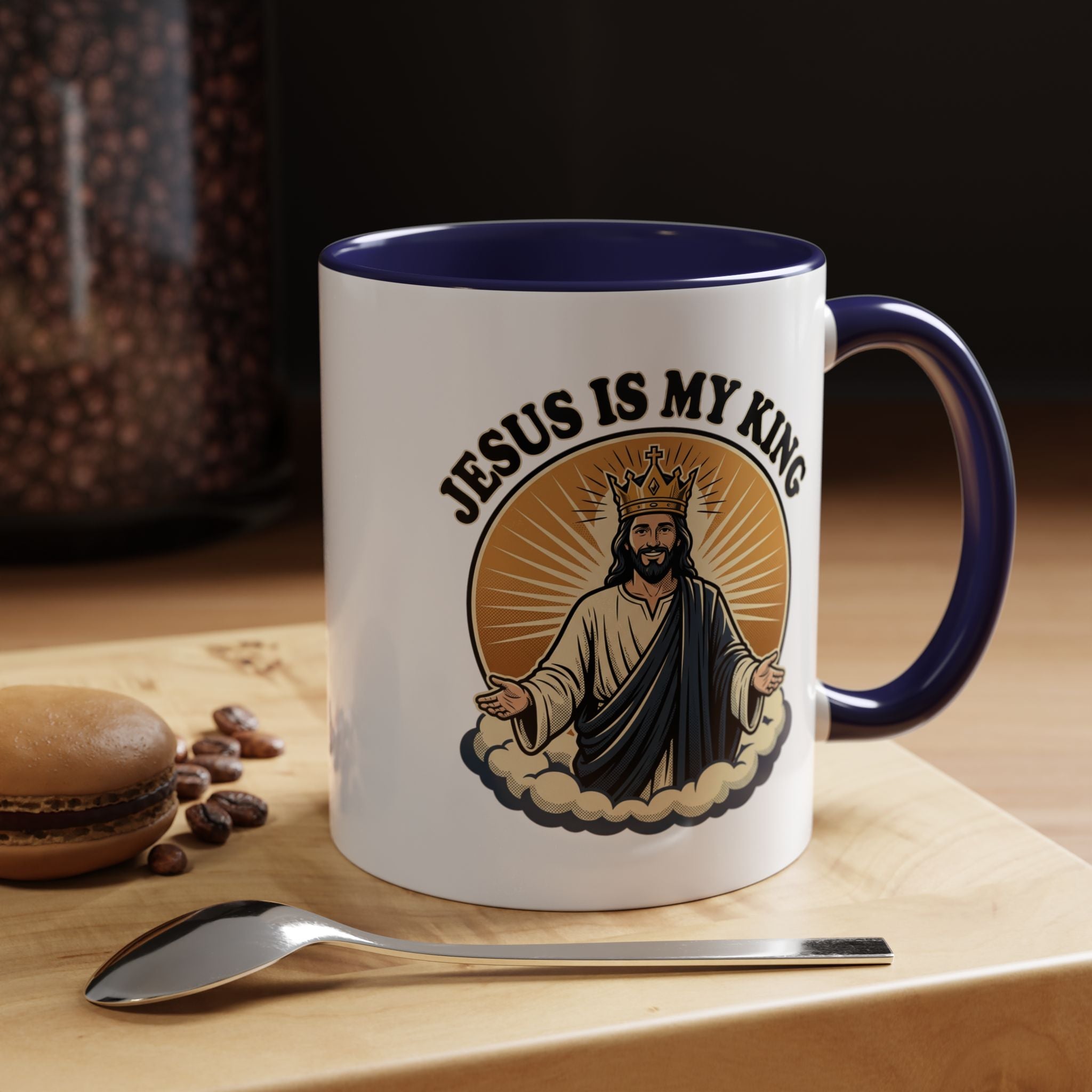 Jesus Is My King Accent Coffee Mug — Christian Religious Ceramic Mug (11/15oz)
