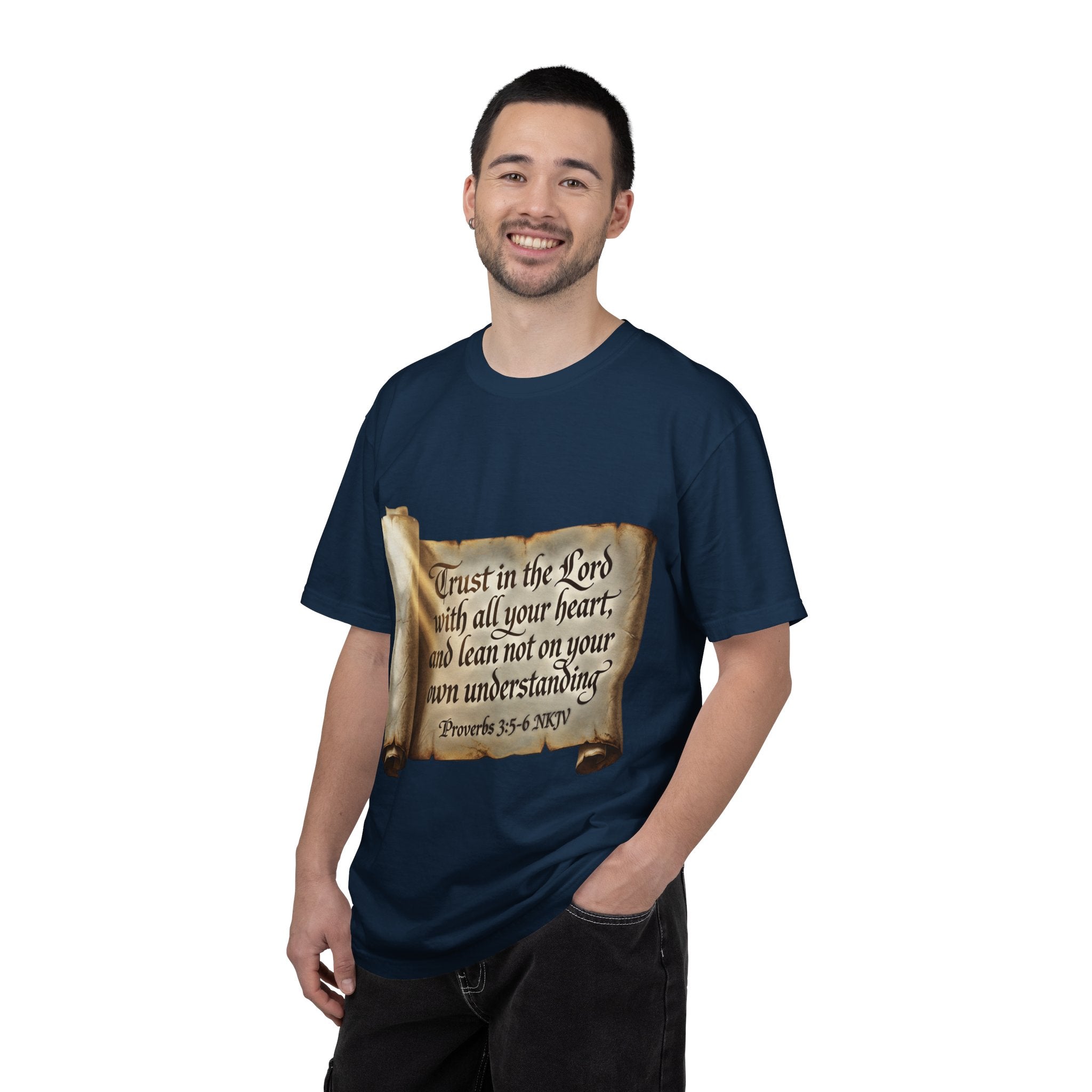 Proverbs 3:5-6 Trust in the Lord T-shirt Scroll Design
