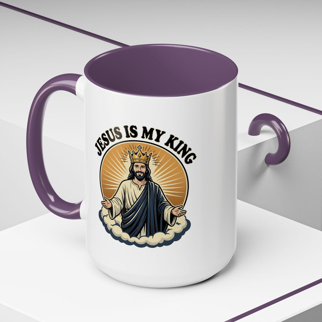 Jesus Is My King Accent Coffee Mug — Christian Religious Ceramic Mug (11/15oz)