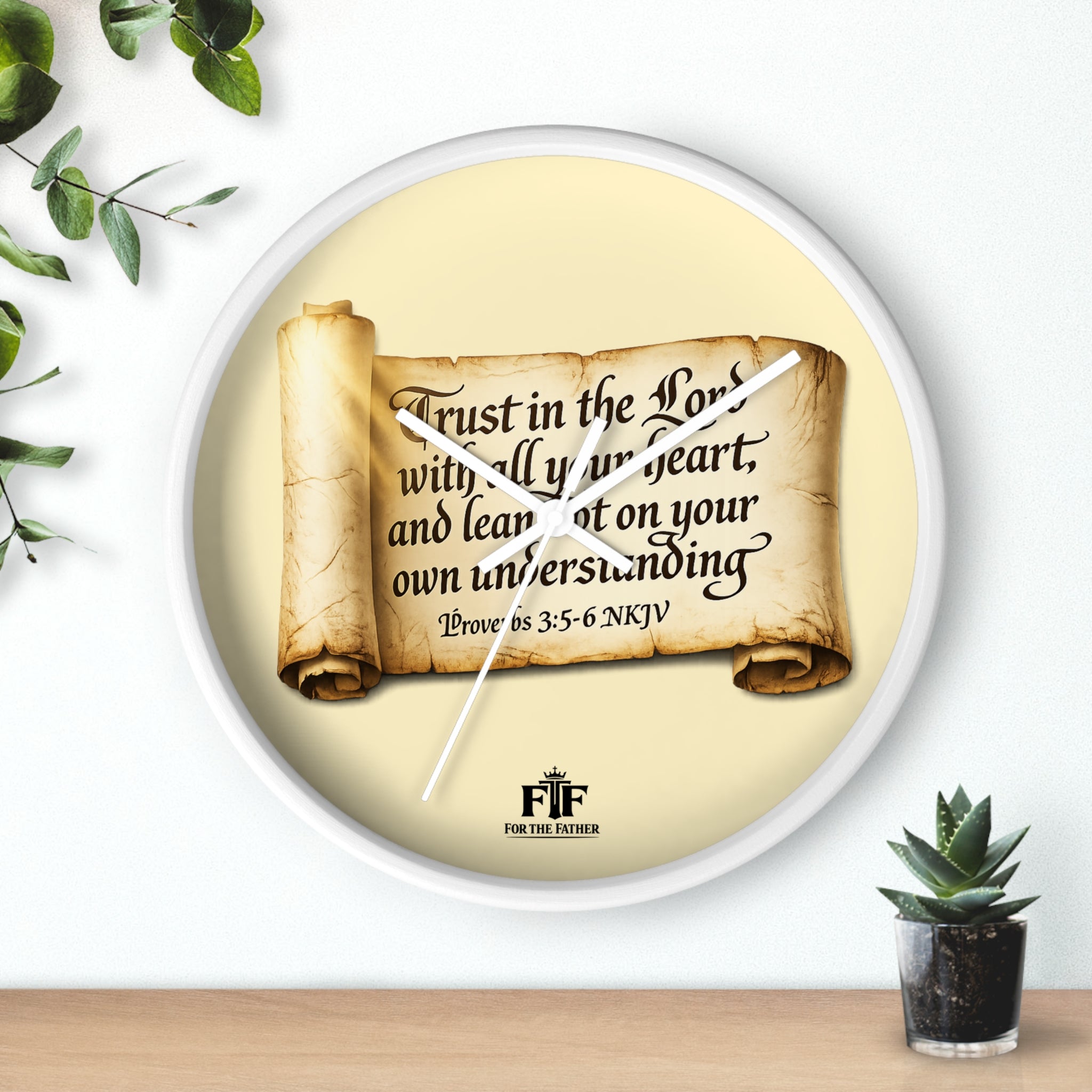 FTF - "Trust In The Lord" Proverbs 3:5 Scroll - Wall Clock