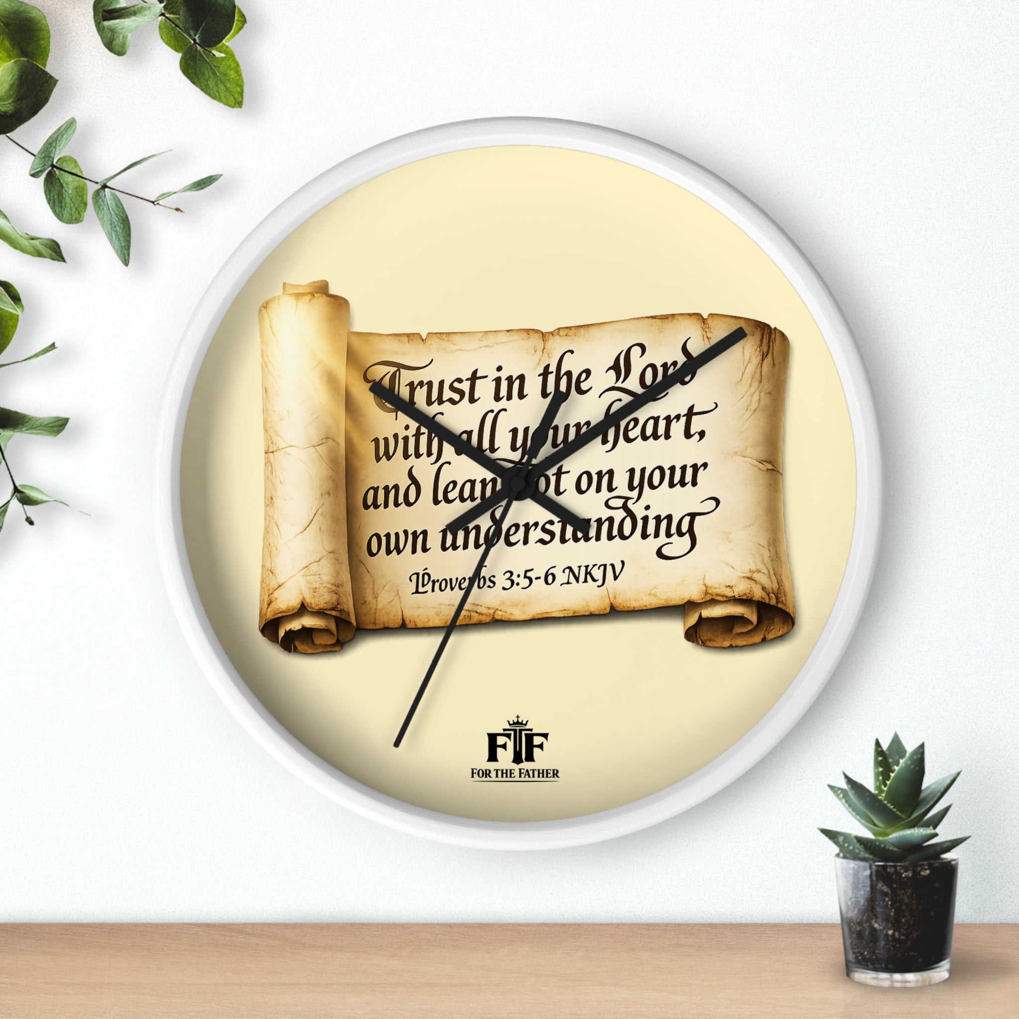 FTF - "Trust In The Lord" Proverbs 3:5 Scroll - Wall Clock