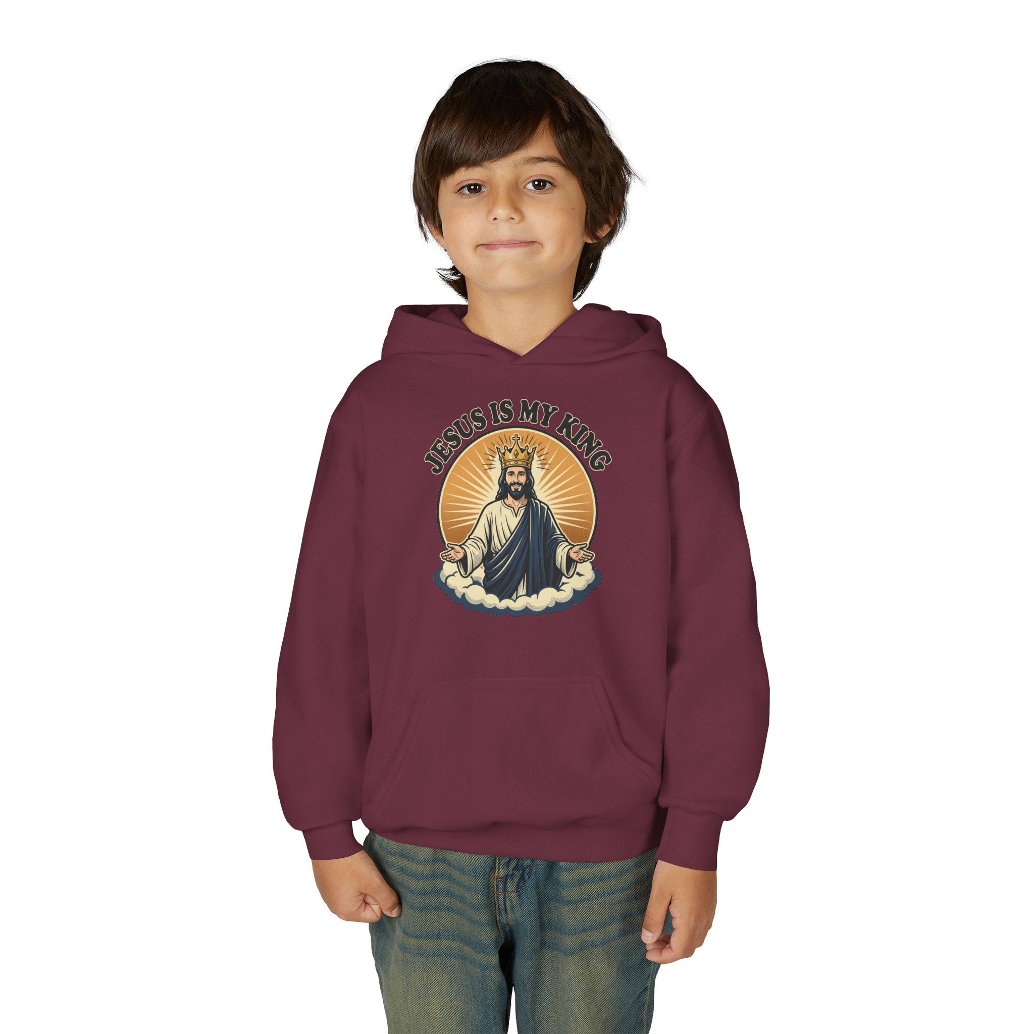 "Jesus Is My King" Youth Hoodie, Christian Faith Pullover
