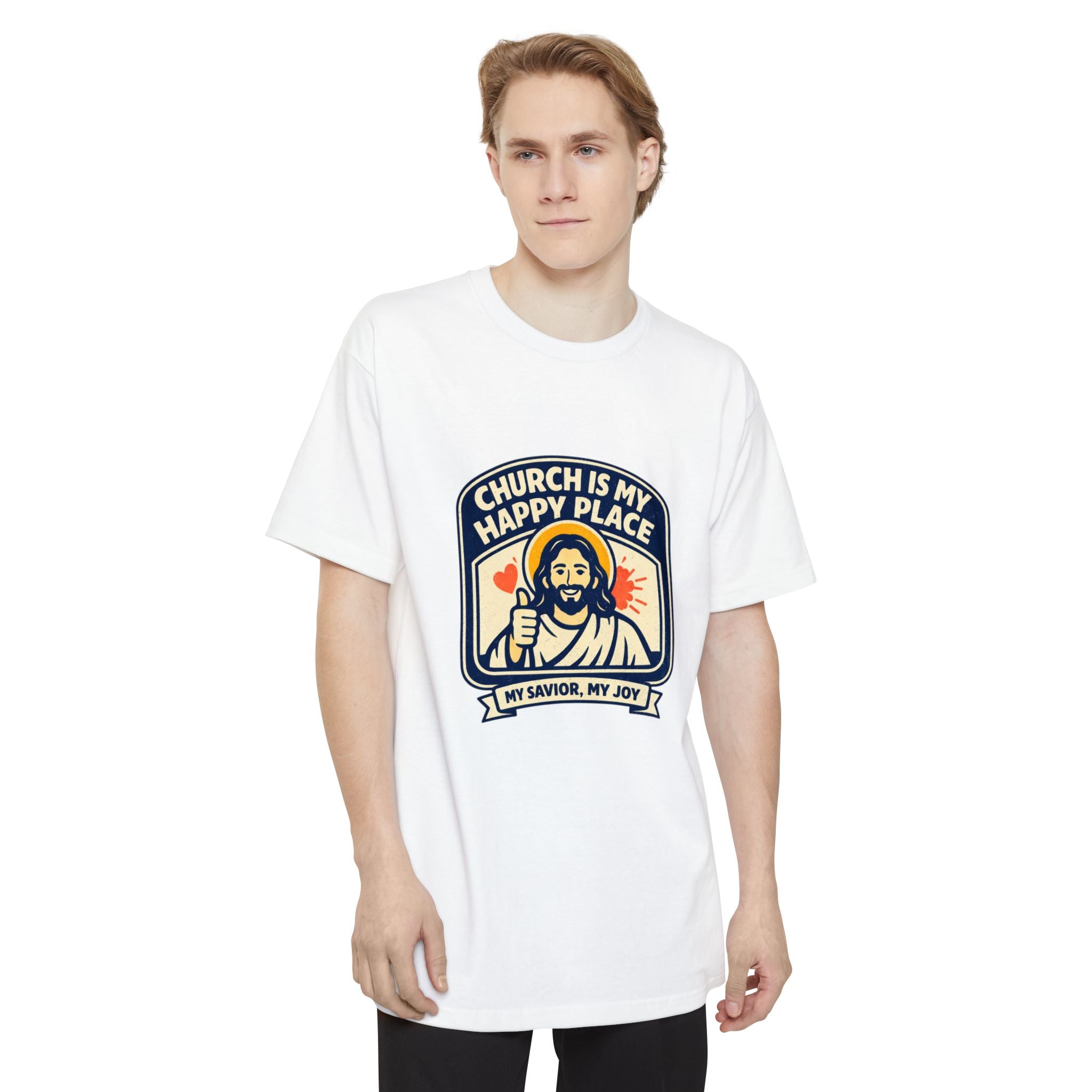 Church Is My Happy Place T-Shirt (Big & Tall) — Christian Faith Graphic Tee