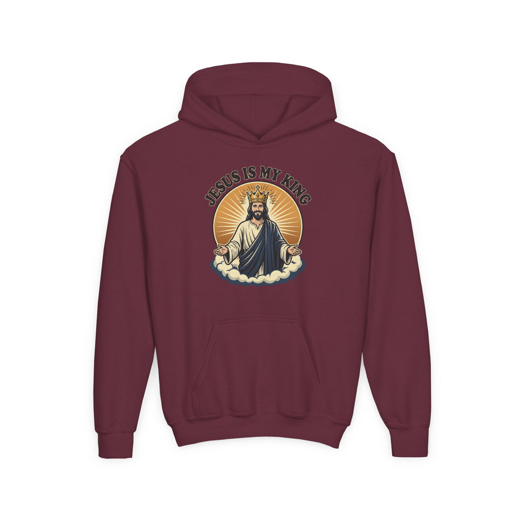 "Jesus Is My King" Youth Hoodie, Christian Faith Pullover