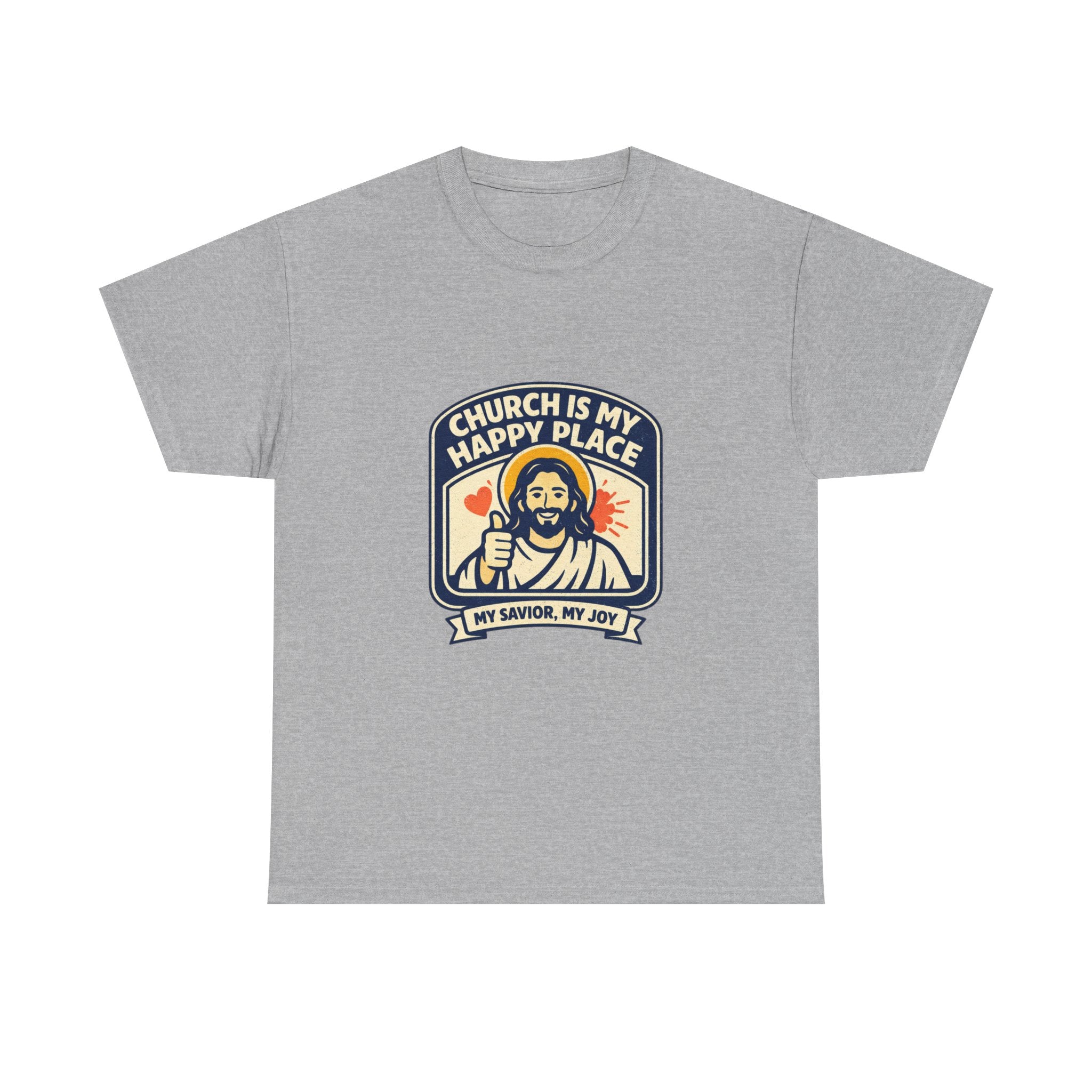 Church Is My Happy Place T-Shirt — Christian Faith Tee (My Savior, My Joy)