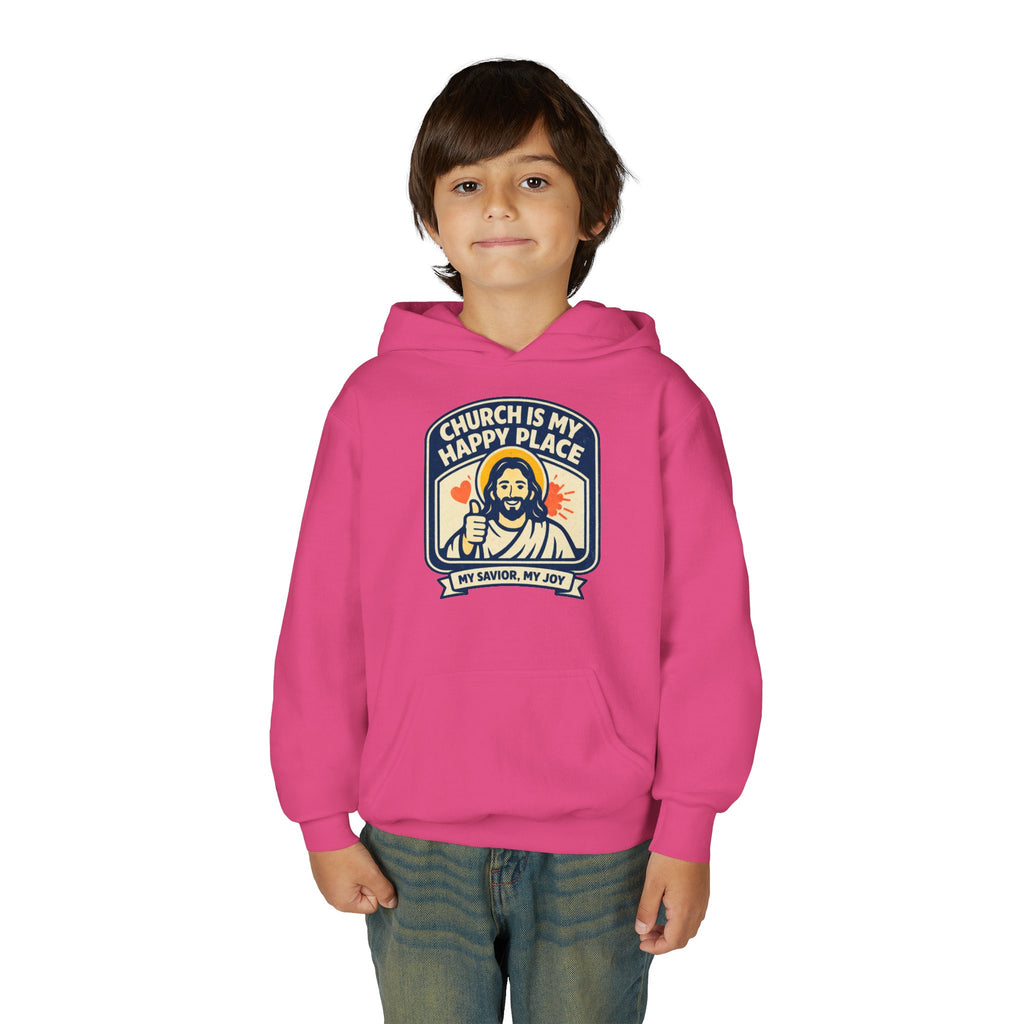 "Church Is My Happy Place" Youth Jesus Graphic Christian Sweatshirt