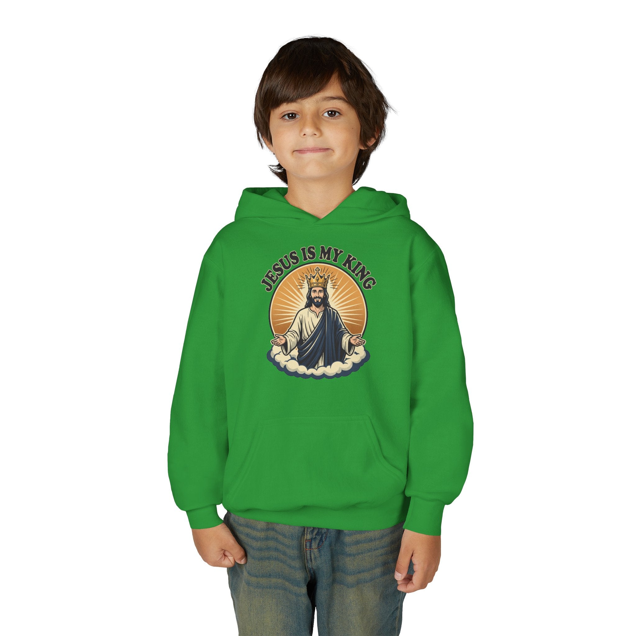 "Jesus Is My King" Youth Hoodie, Christian Faith Pullover