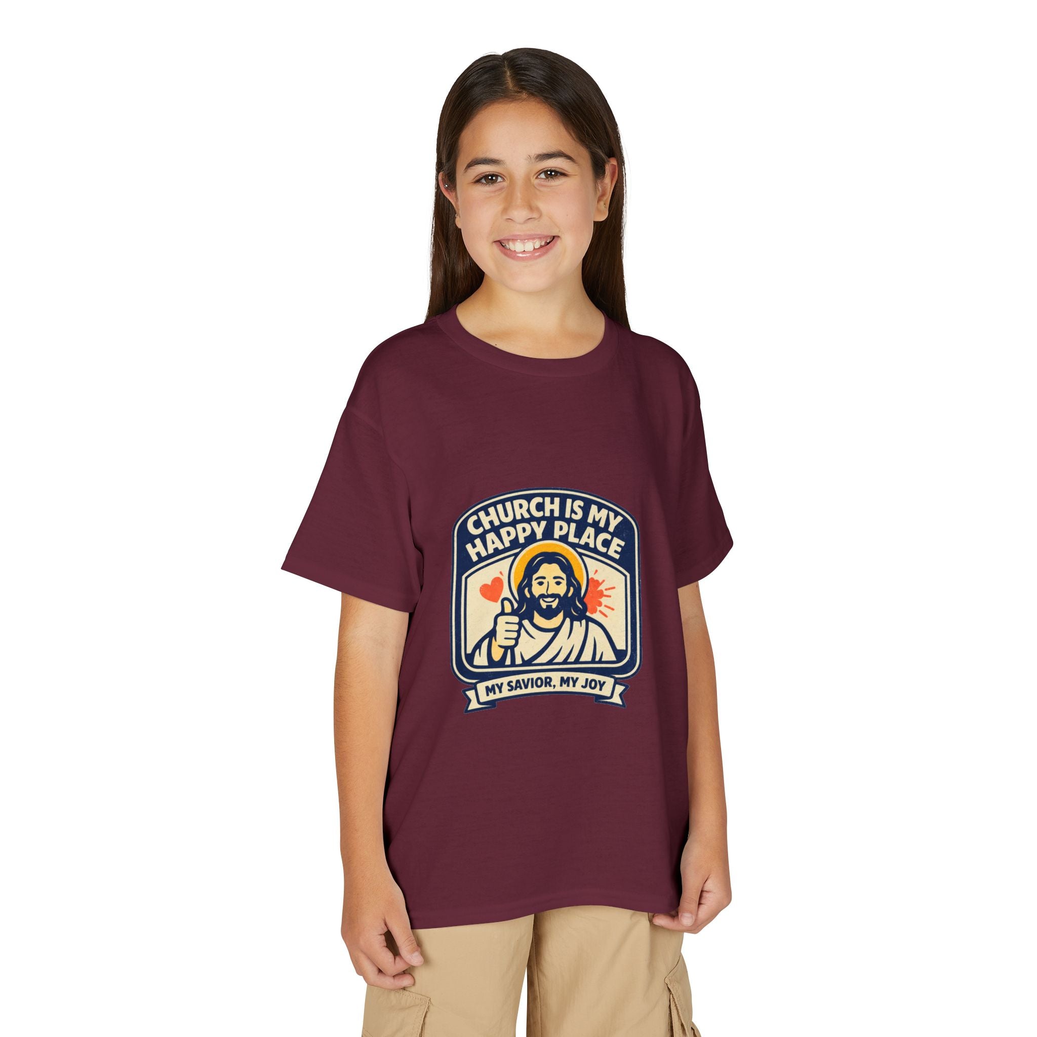 "Church Is My Happy Place" Kids Christian Tee
