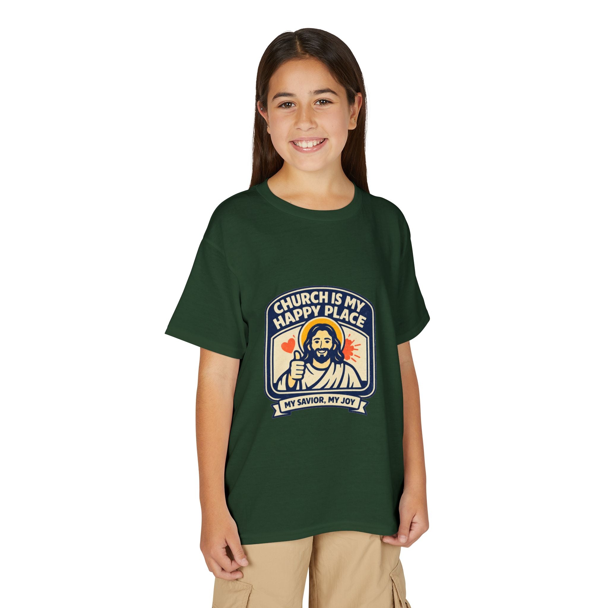 "Church Is My Happy Place" Kids Christian Tee