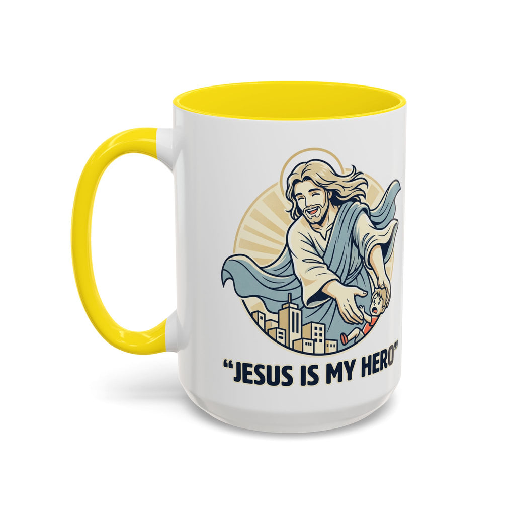 Jesus is my Hero - Accent Coffee Mug (11, 15oz)