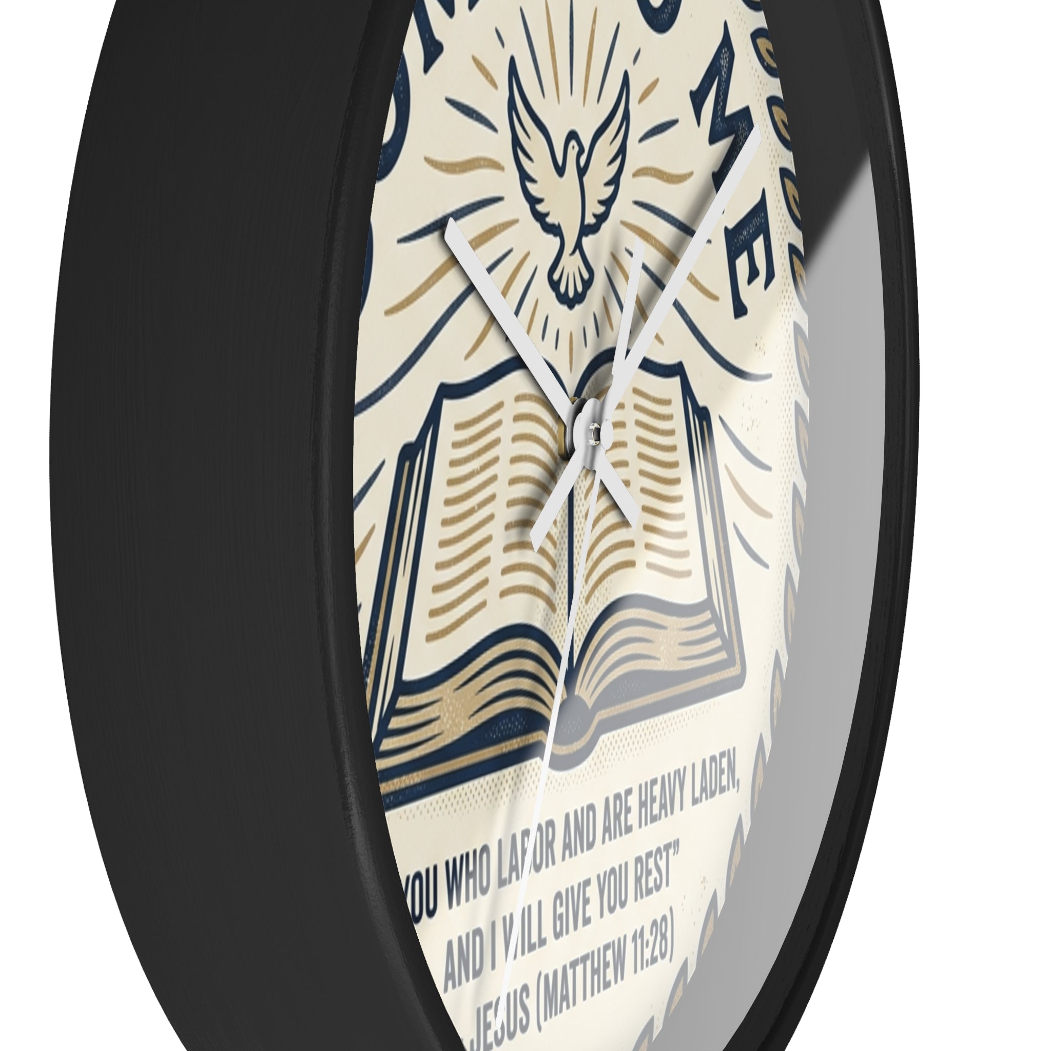 Come to Me Wall Clock — Inspirational Bible Verse (Matthew 11:28) Decorative Christian Clock