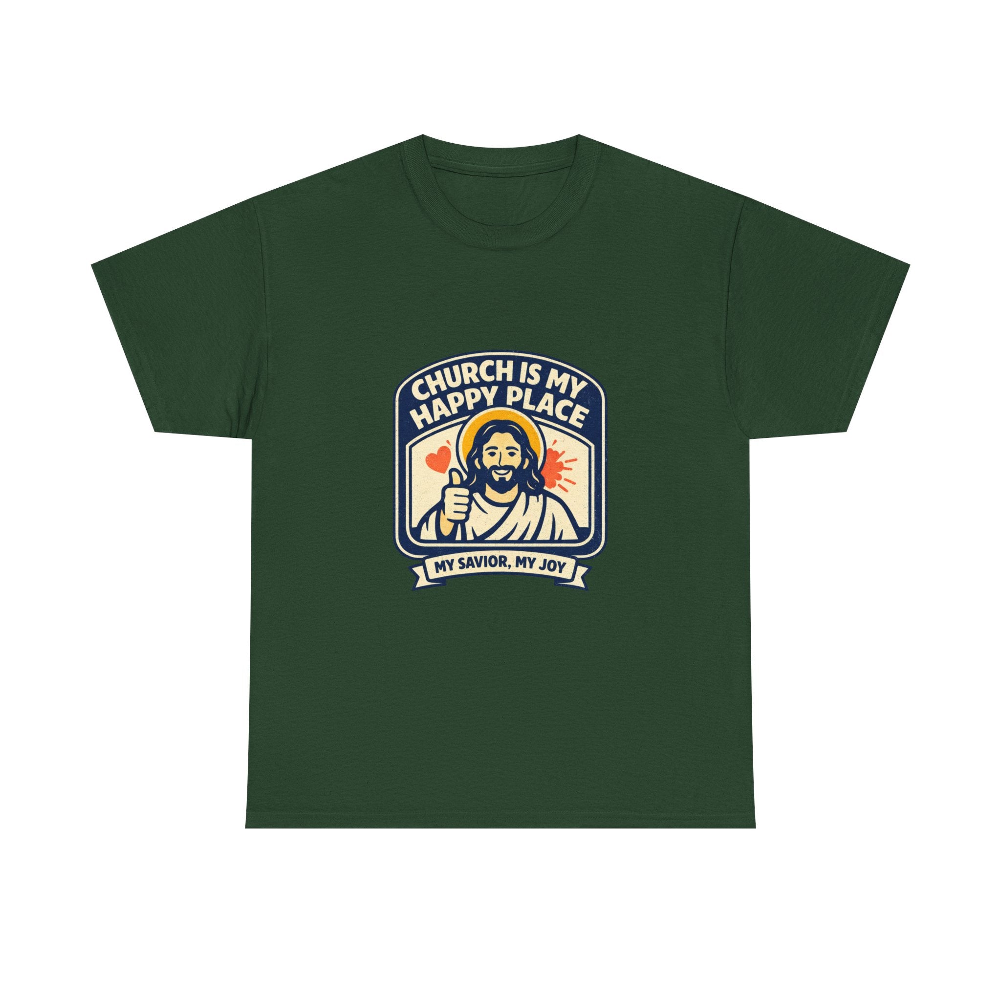 Church Is My Happy Place T-Shirt — Christian Faith Tee (My Savior, My Joy)