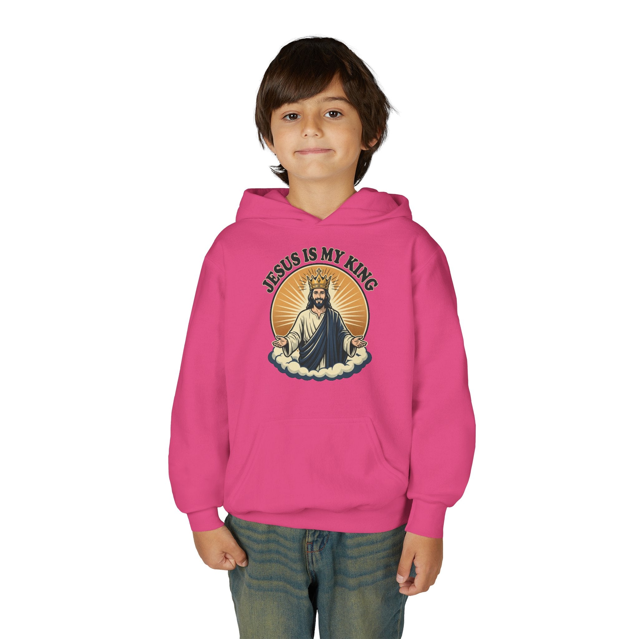 "Jesus Is My King" Youth Hoodie, Christian Faith Pullover