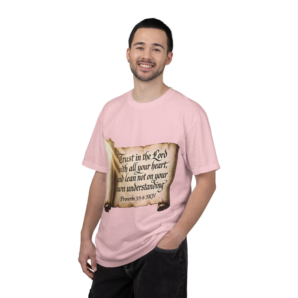 Proverbs 3:5-6 Trust in the Lord T-shirt Scroll Design