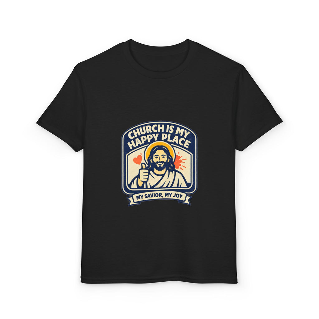 "Church Is My Happy Place" Kids Christian Tee