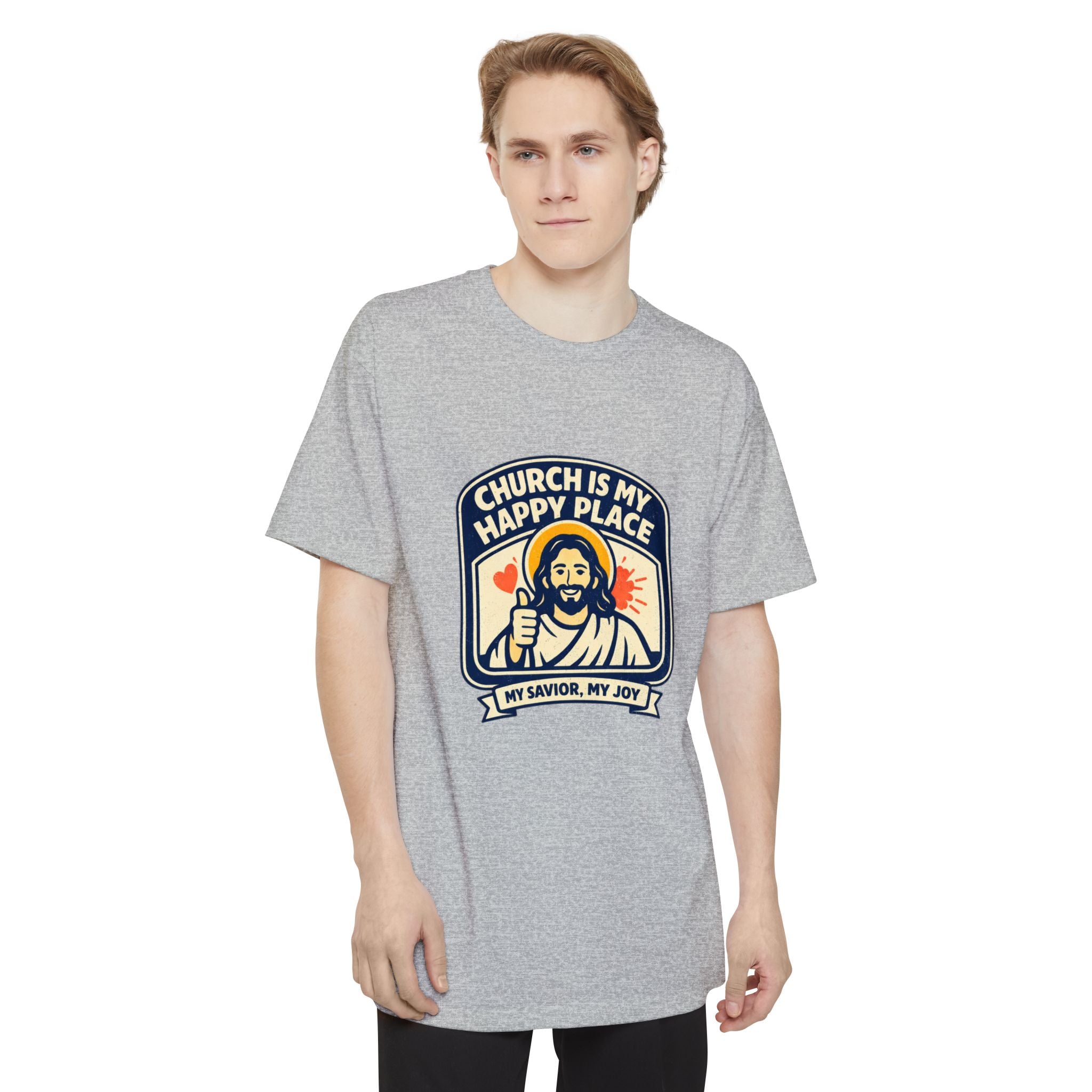 Church Is My Happy Place T-Shirt (Big & Tall) — Christian Faith Graphic Tee