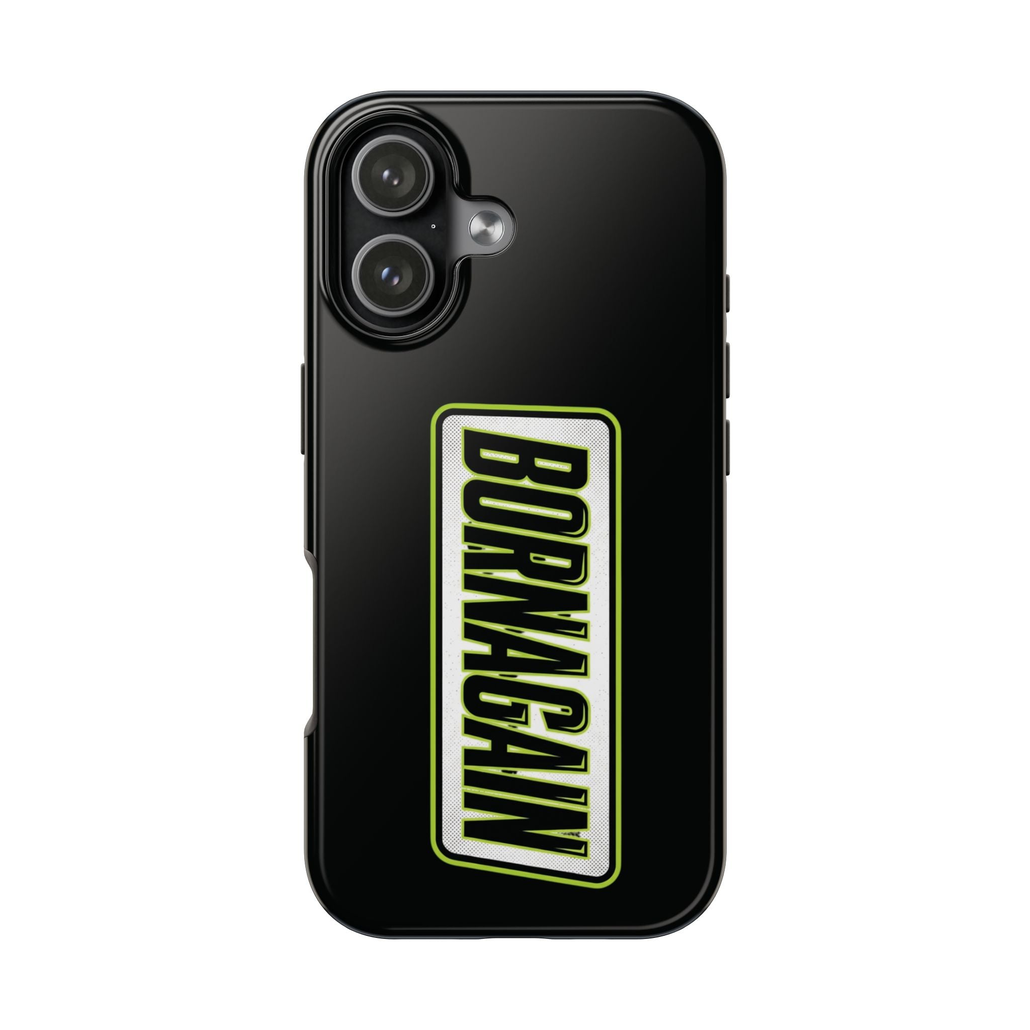 BORNAGAIN vertical logo Phone Case | Black protective tough case