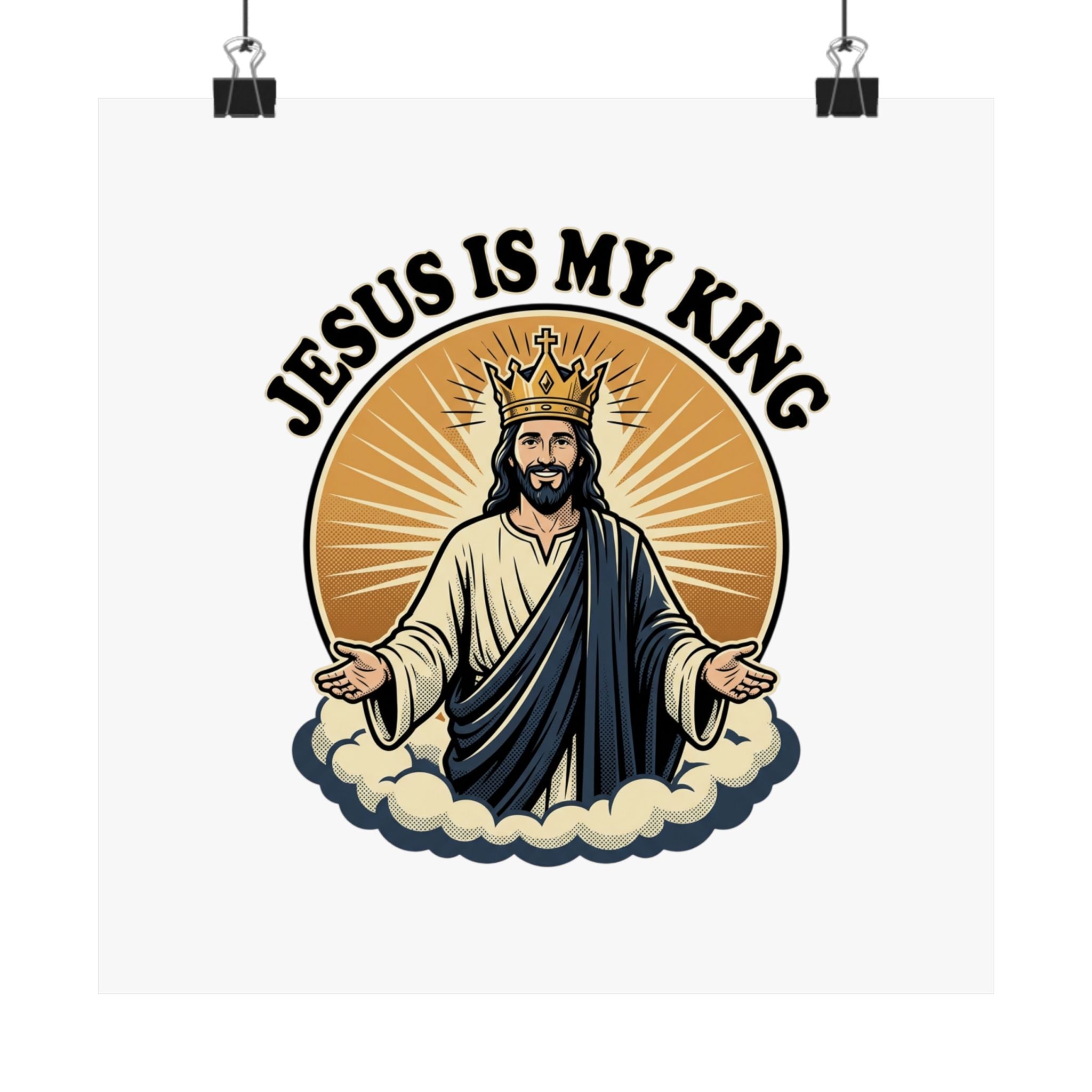 Jesus Is My King Poster — Crowned Christ Wall Art for Christian Home & Church Decor