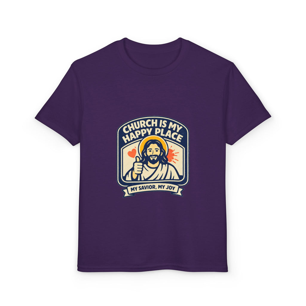 "Church Is My Happy Place" Kids Christian Tee