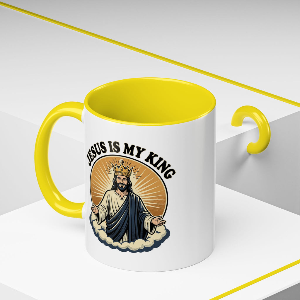 Jesus Is My King Accent Coffee Mug — Christian Religious Ceramic Mug (11/15oz)