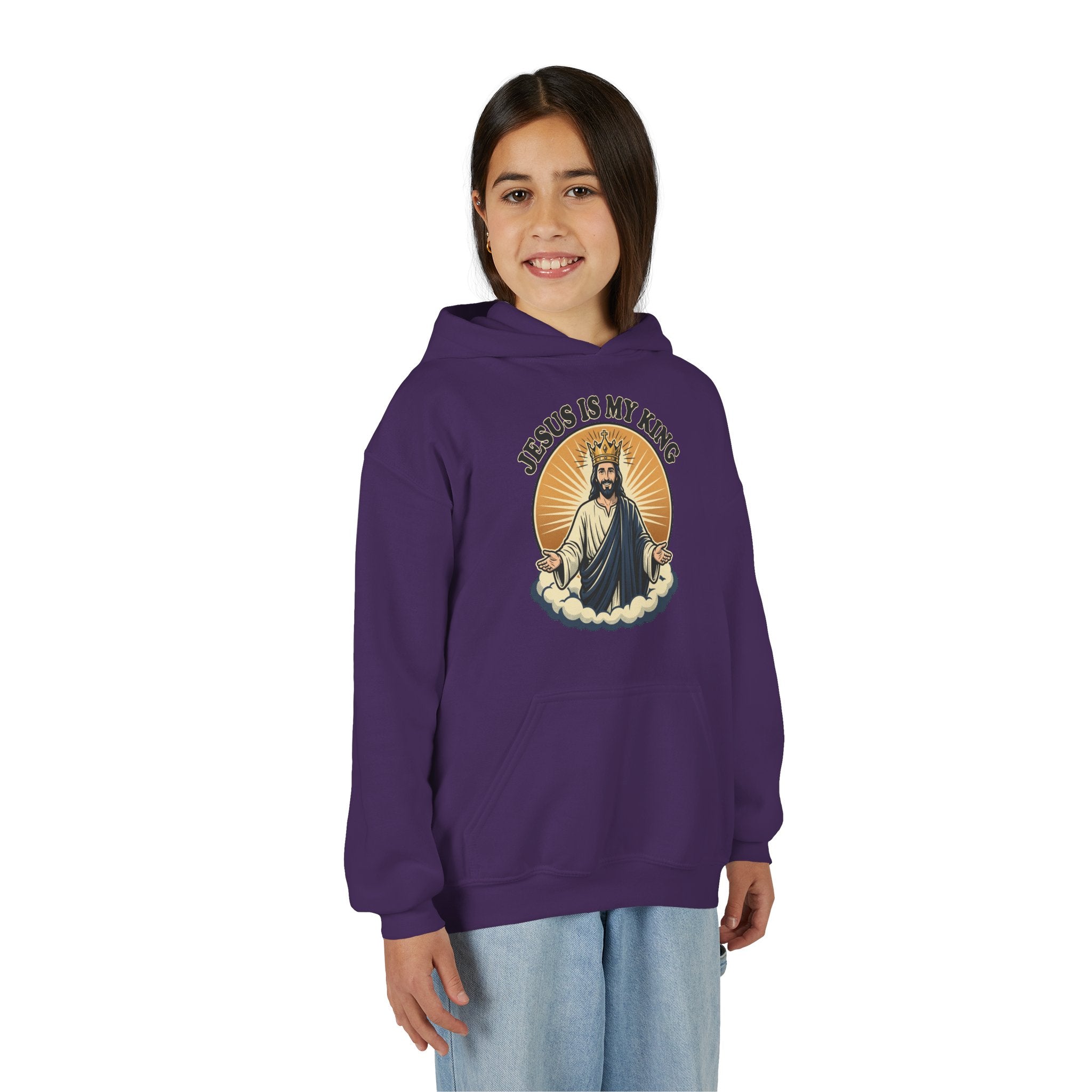 "Jesus Is My King" Youth Hoodie, Christian Faith Pullover