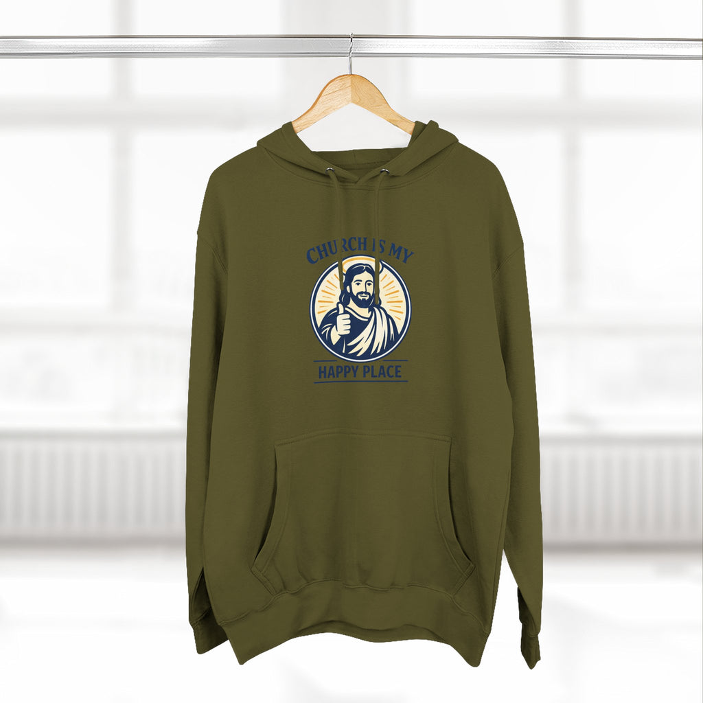 Church Is My Happy Place Hoodie - Christian Faith Graphic Hoodie