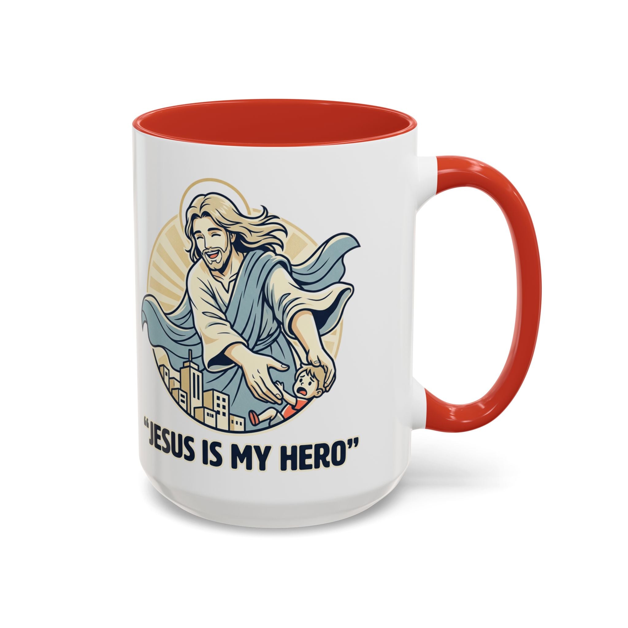 Jesus is my Hero - Accent Coffee Mug (11, 15oz)