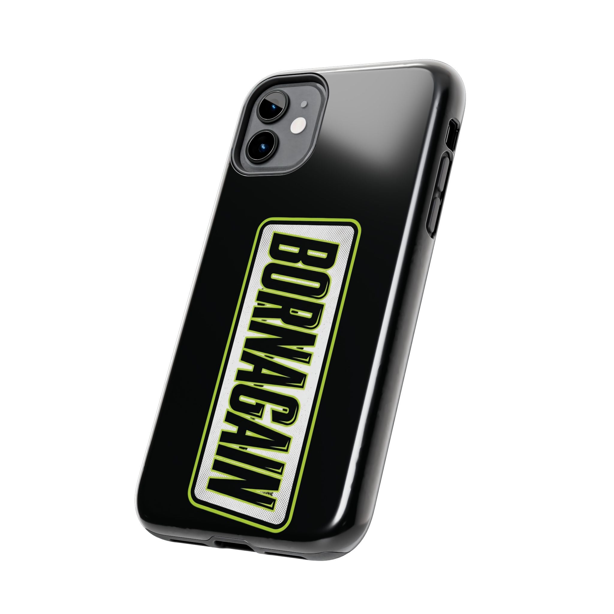 BORNAGAIN vertical logo Phone Case | Black protective tough case