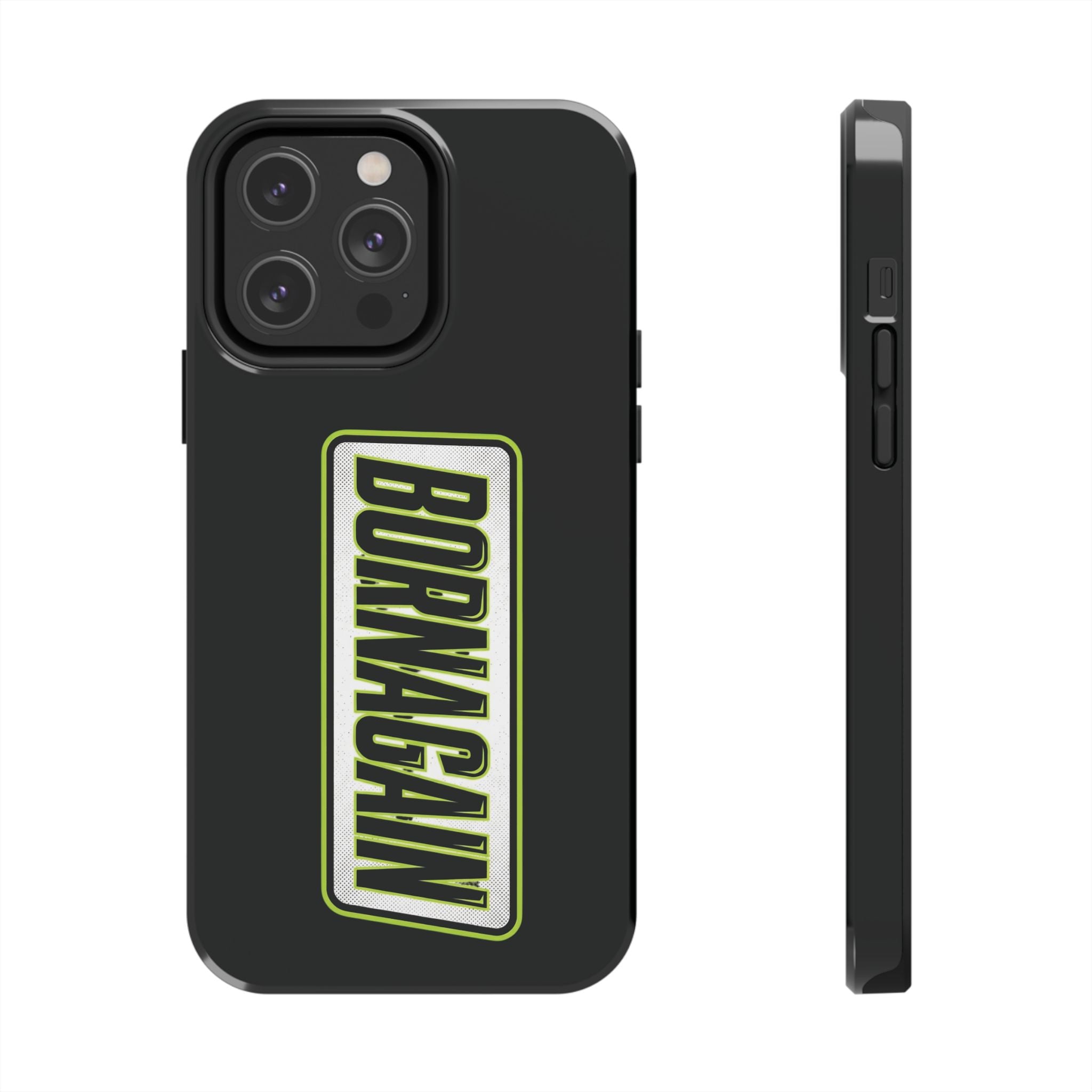 BORNAGAIN vertical logo Phone Case | Black protective tough case