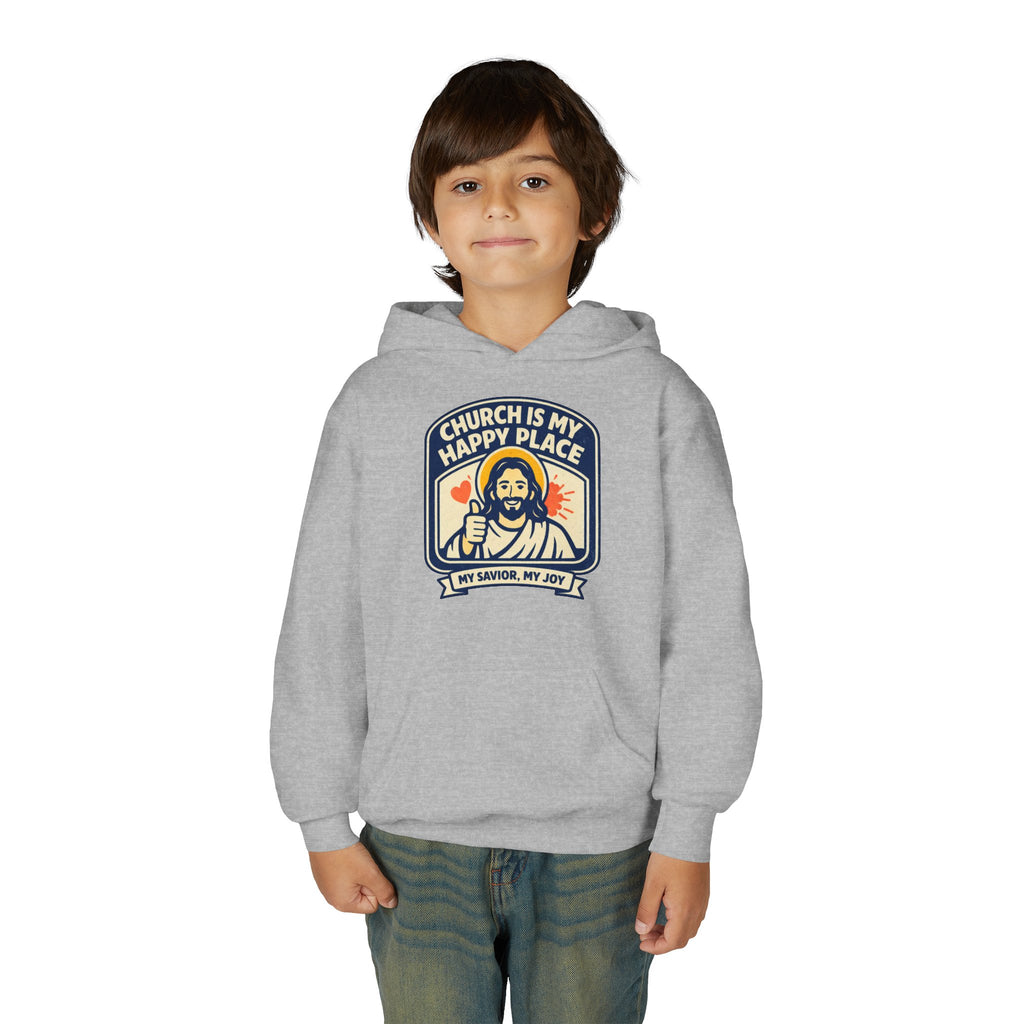 "Church Is My Happy Place" Youth Jesus Graphic Christian Sweatshirt