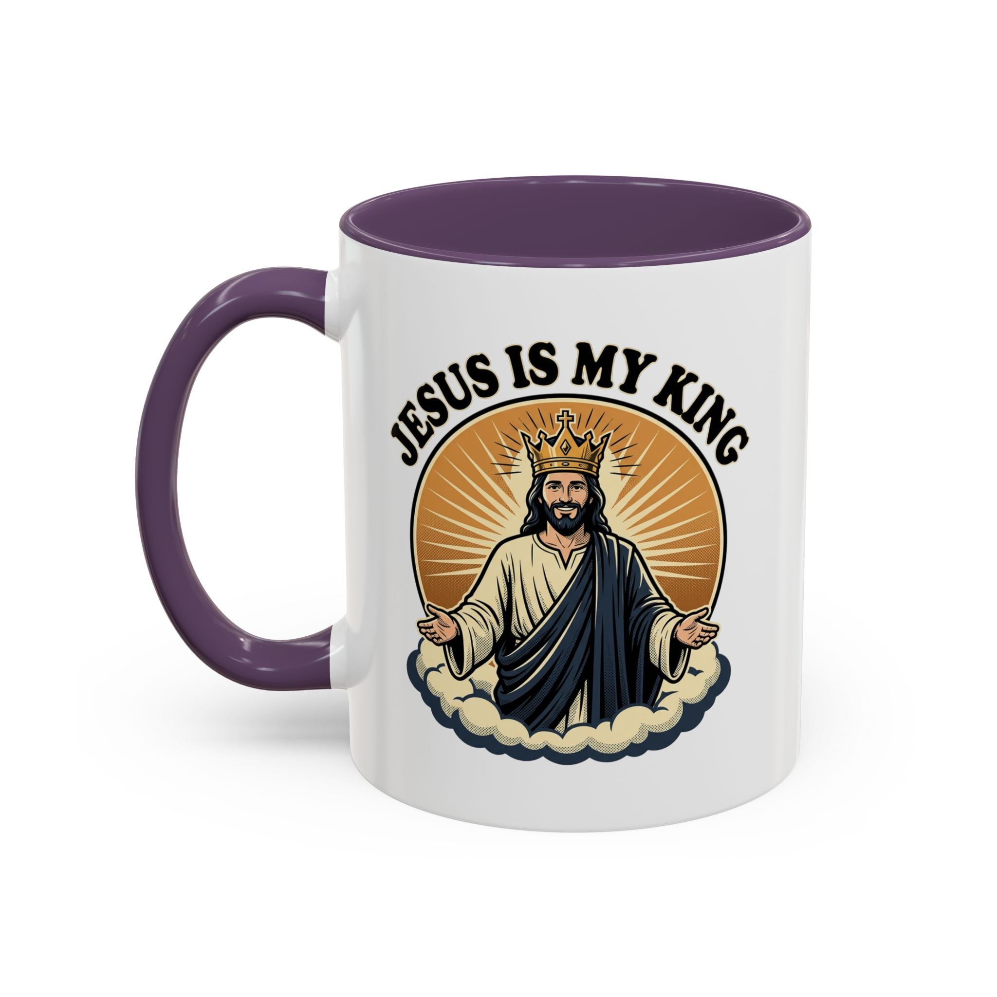 Jesus Is My King Accent Coffee Mug — Christian Religious Ceramic Mug (11/15oz)