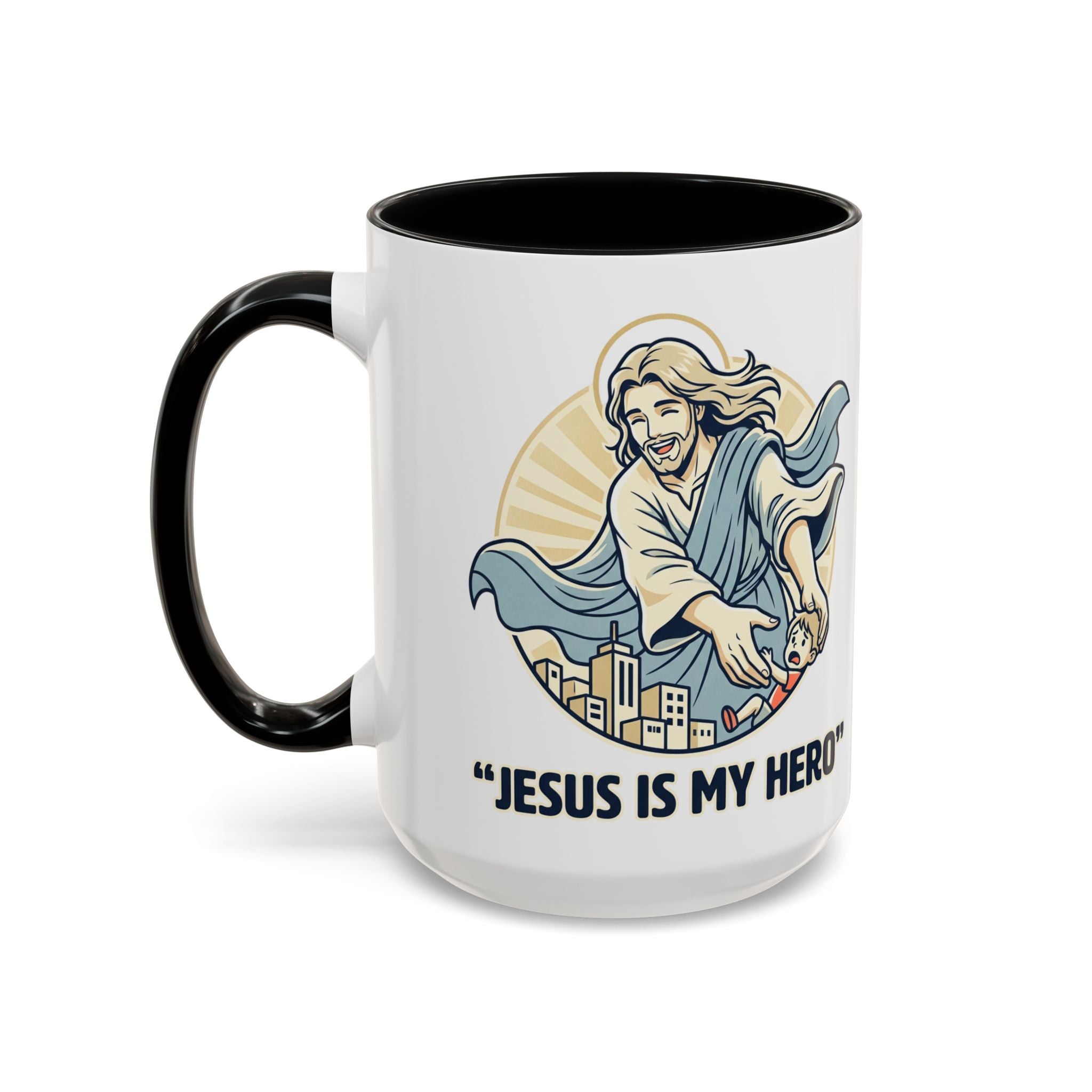 Jesus is my Hero - Accent Coffee Mug (11, 15oz)