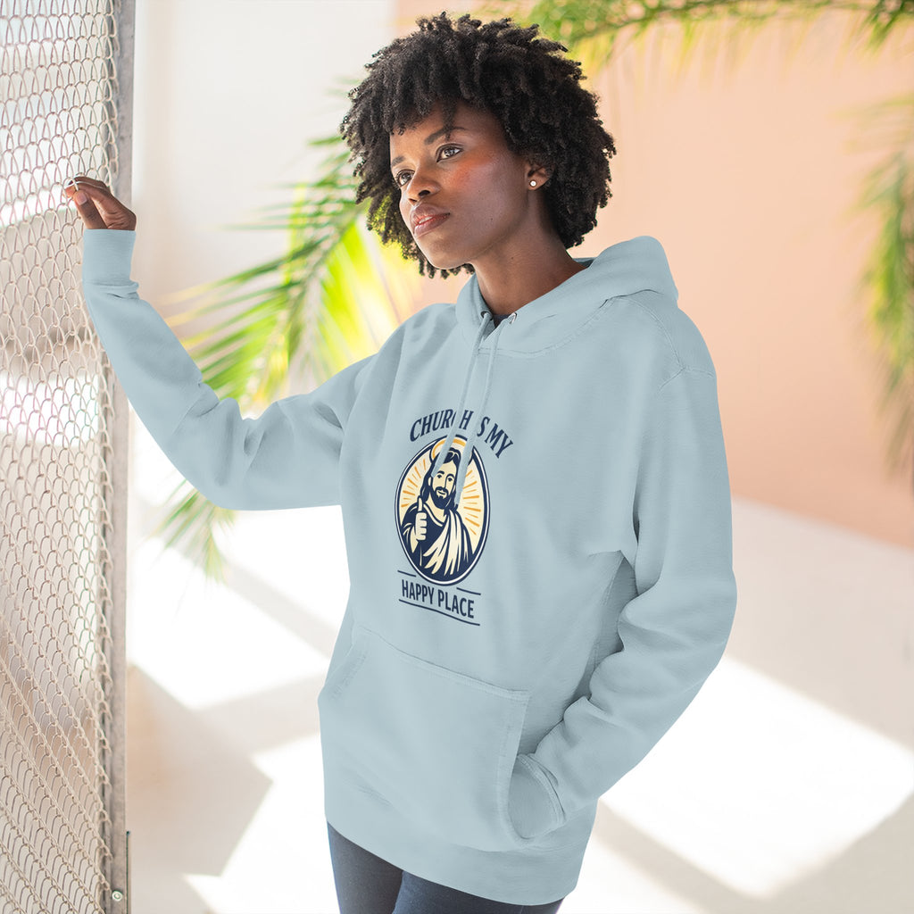 Church Is My Happy Place Hoodie - Christian Faith Graphic Hoodie