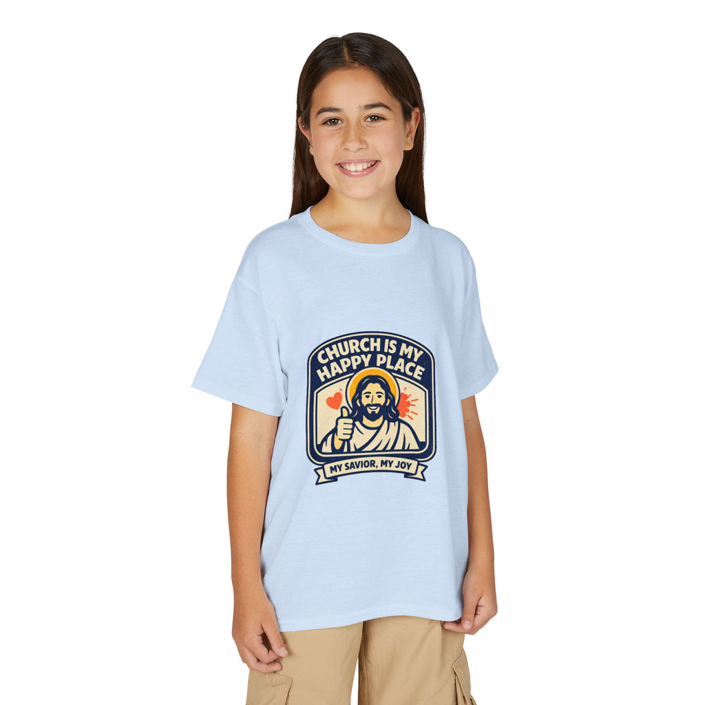 "Church Is My Happy Place" Kids Christian Tee