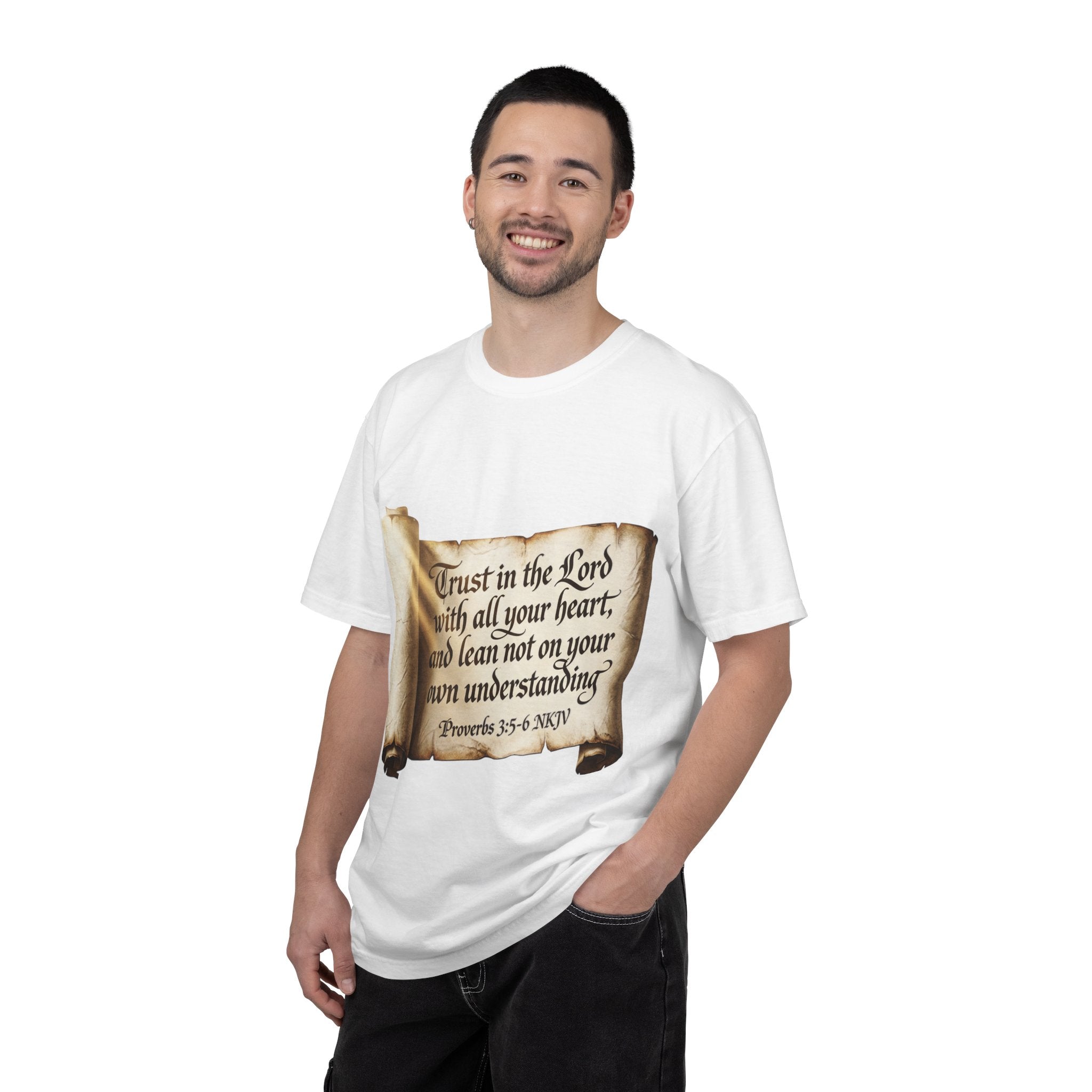 Proverbs 3:5-6 Trust in the Lord T-shirt Scroll Design