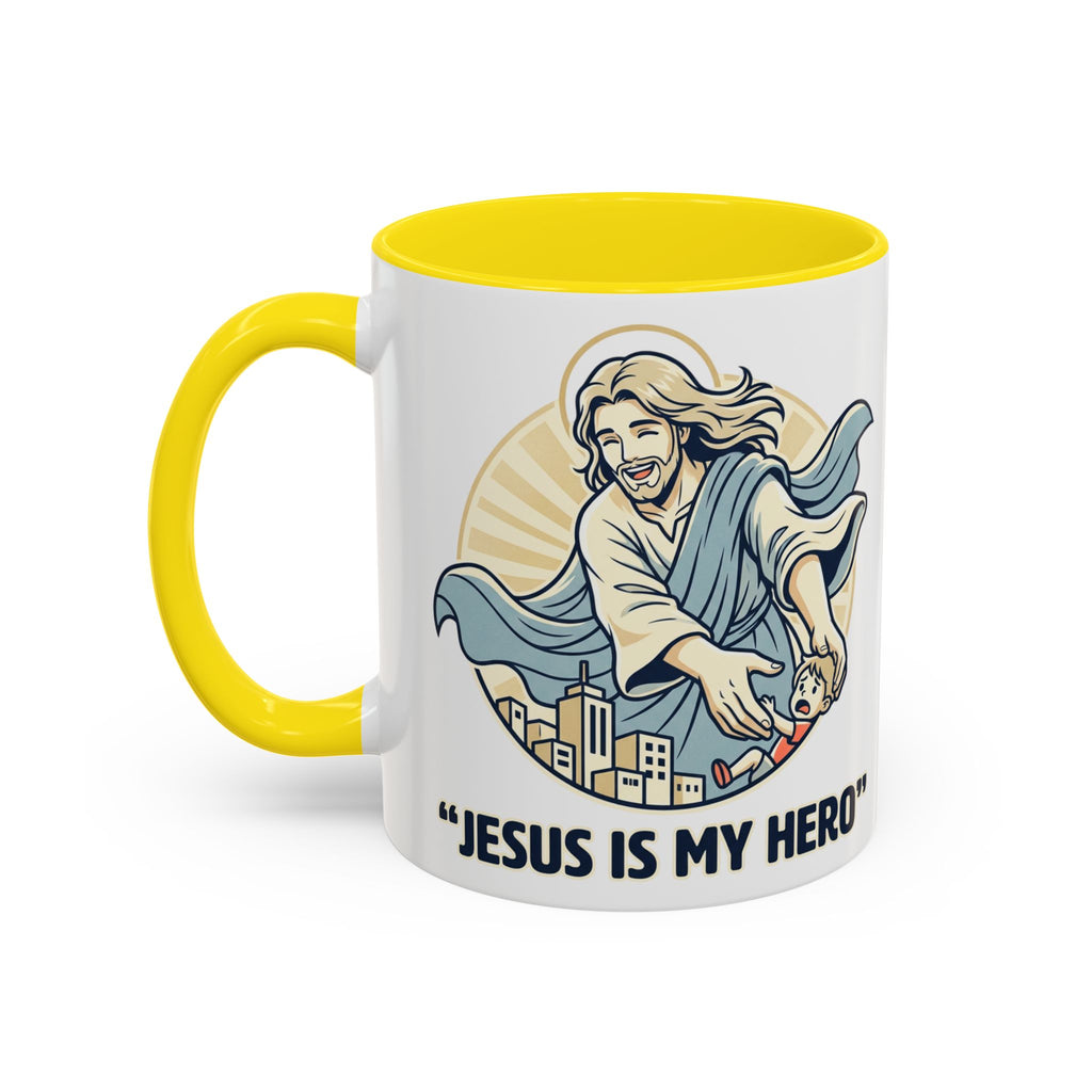 Jesus is my Hero - Accent Coffee Mug (11, 15oz)