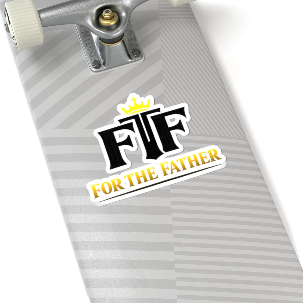 For The Father (FTF) Kiss-Cut Sticker — Christian Crown Logo Sticker for Laptops, Bibles & Gifts